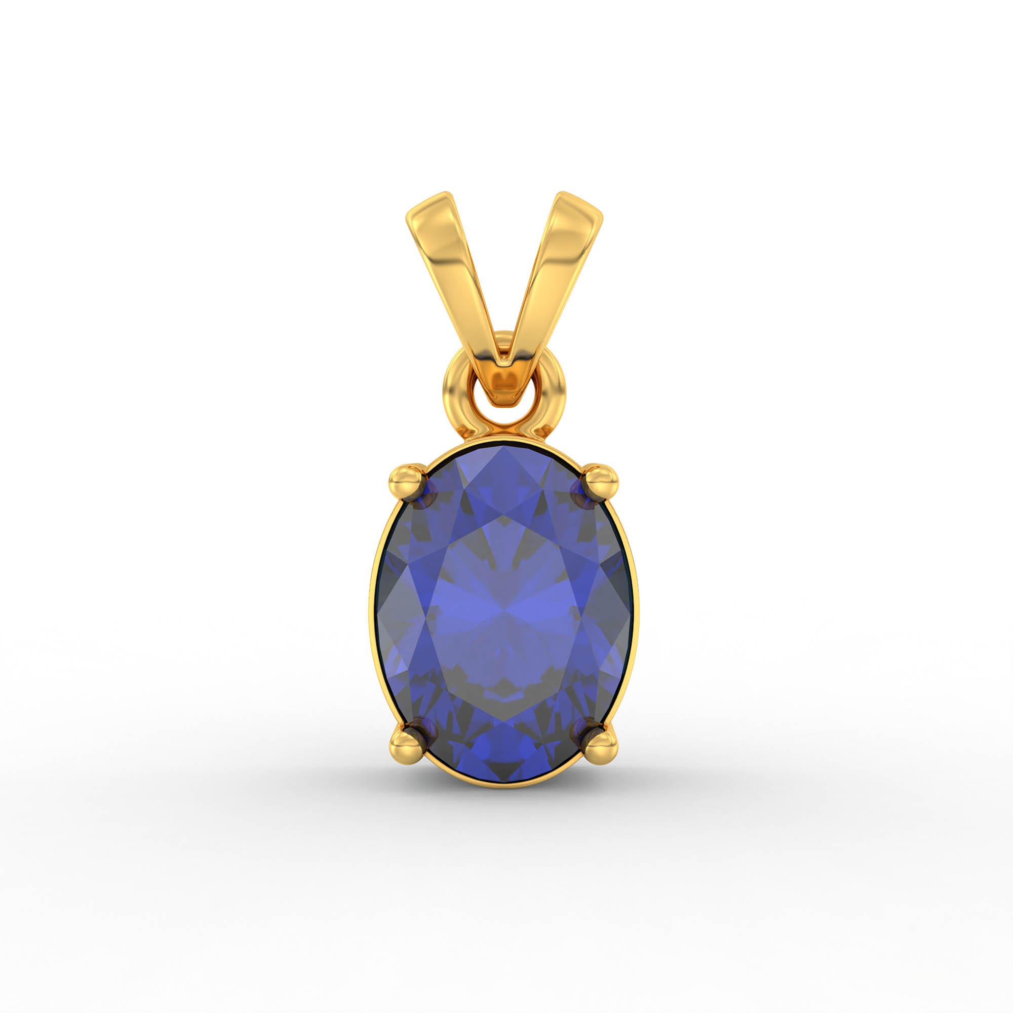 Blue Sapphire (Neelam) Pendant in 22K Yellow Gold – Oval 8x6 mm, Prong Setting, 1 g (Design K1-5) thumbnail