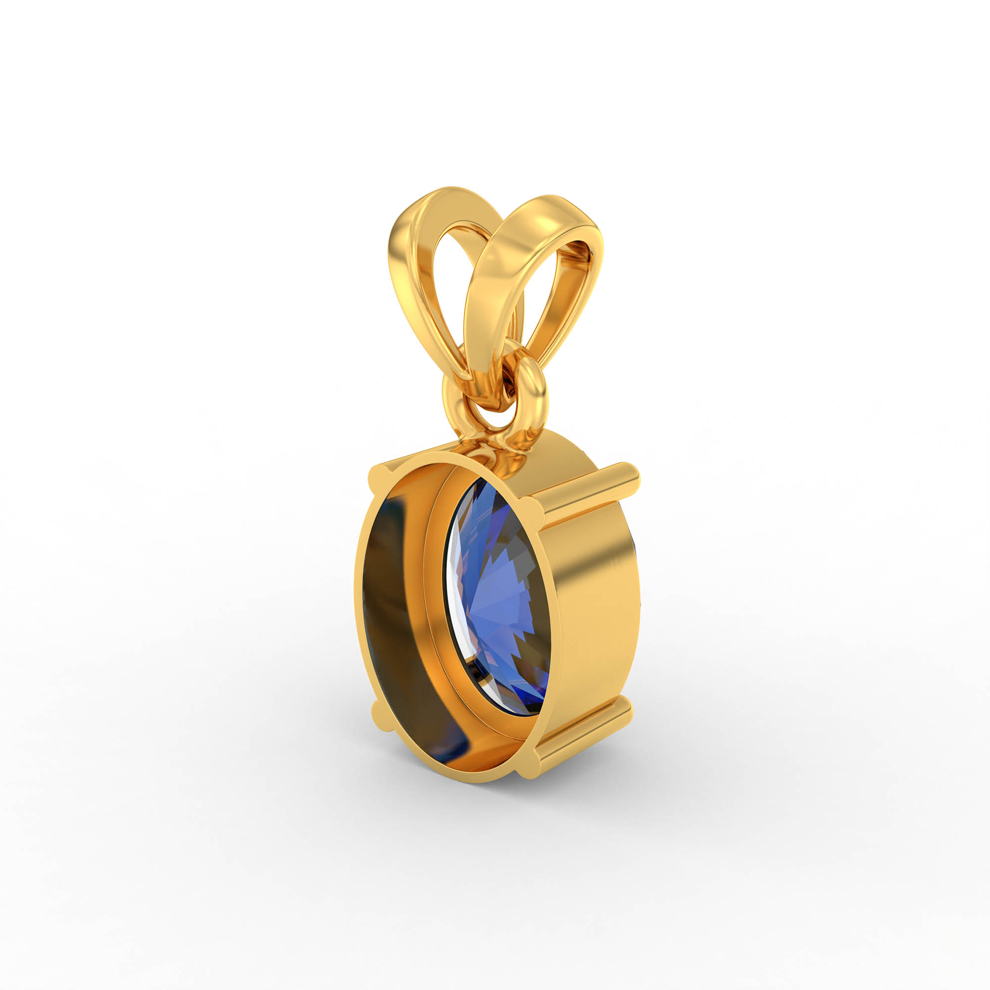 Blue Sapphire (Neelam) Pendant in 22K Yellow Gold – Oval 8x6 mm, Prong Setting, 1 g (Design K1-5) thumbnail