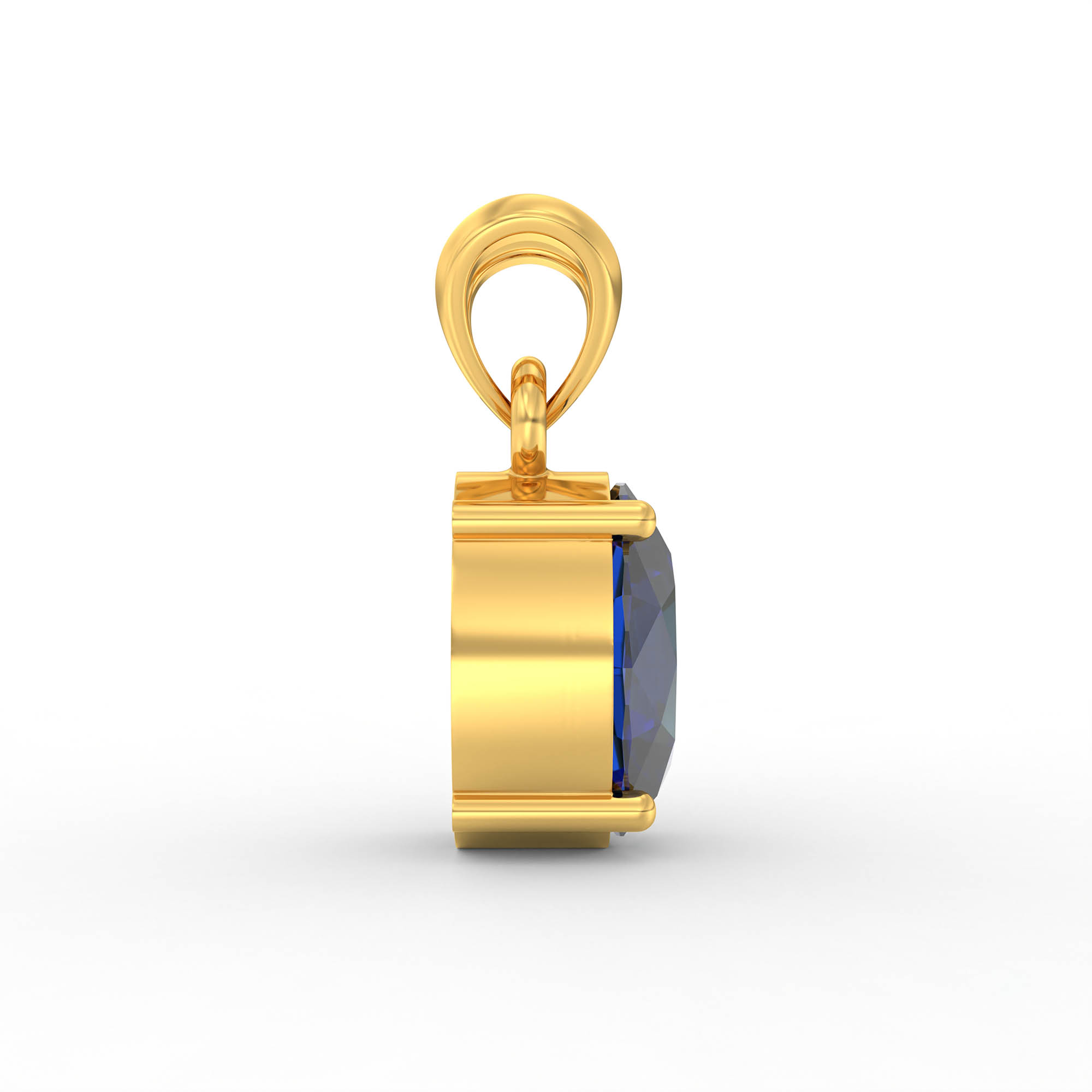 Blue Sapphire (Neelam) Pendant in 22K Yellow Gold – Oval 8x6 mm, Prong Setting, 1 g (Design K1-5) thumbnail