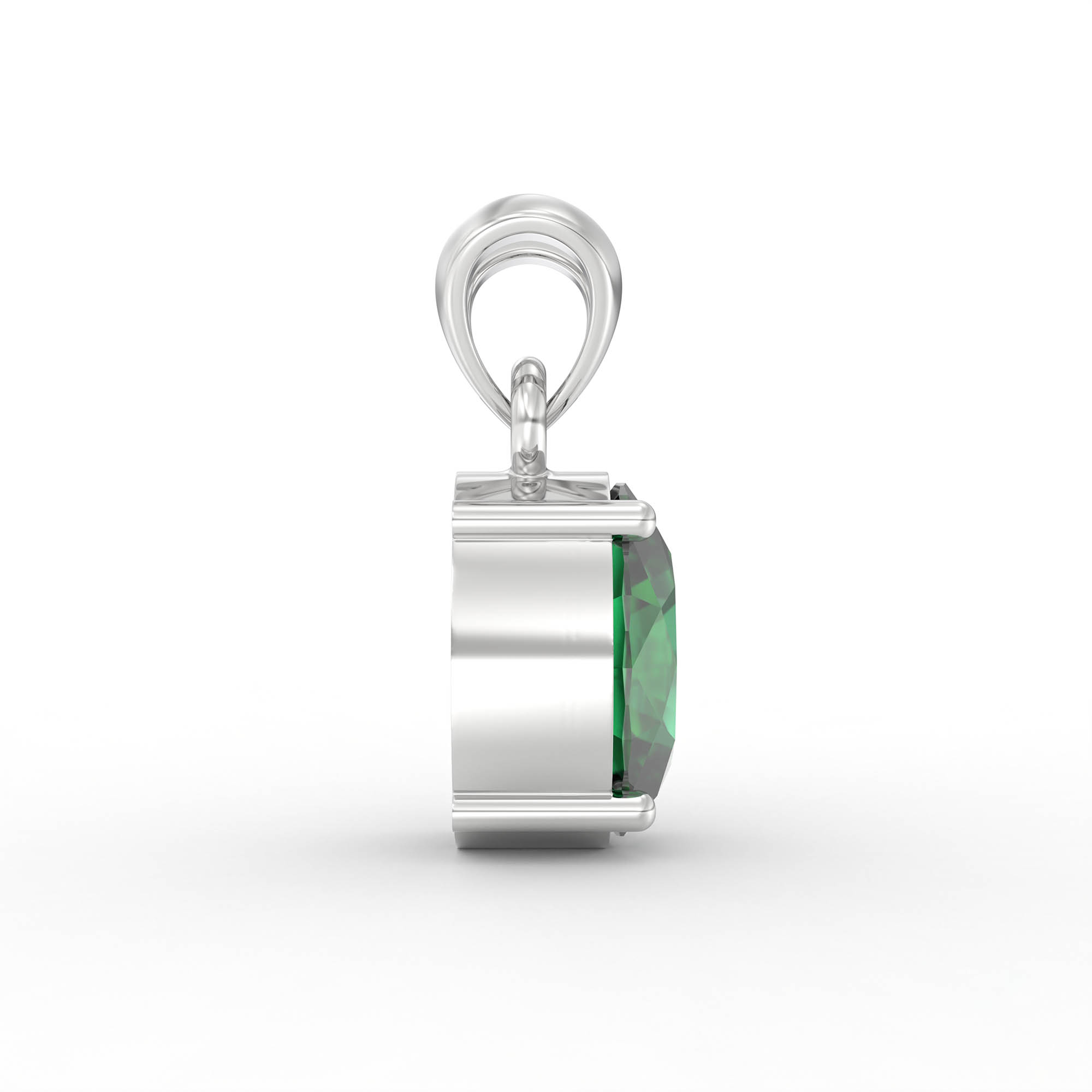 Emerald (Panna) Pendant in 18K White Gold – Oval 8x6 mm, Prong Setting, 1 g (Design K1-5) thumbnail