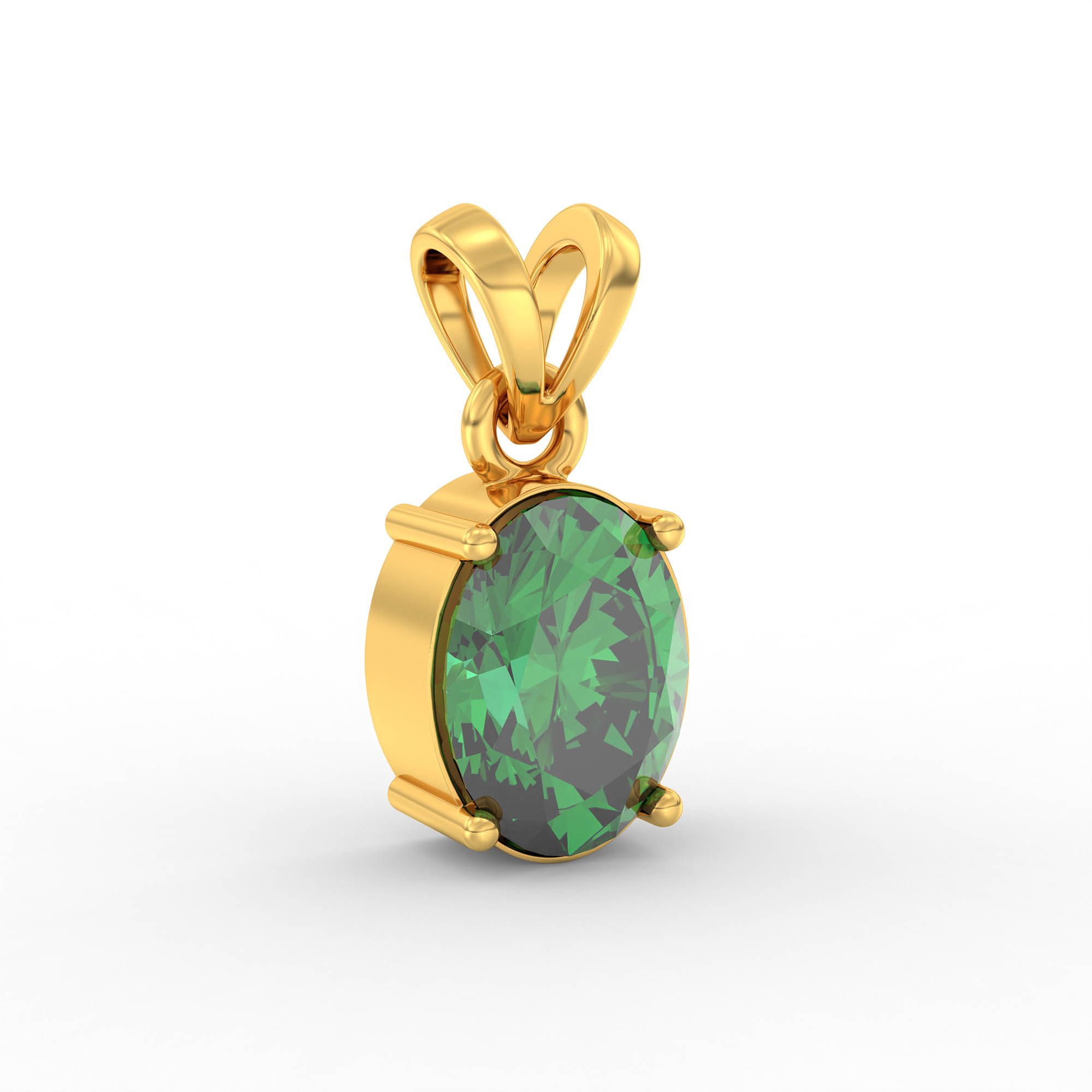 Emerald (Panna) Pendant in 22K Yellow Gold – Oval 8x6 mm, Prong Setting, 1 g (Design K1-5) thumbnail