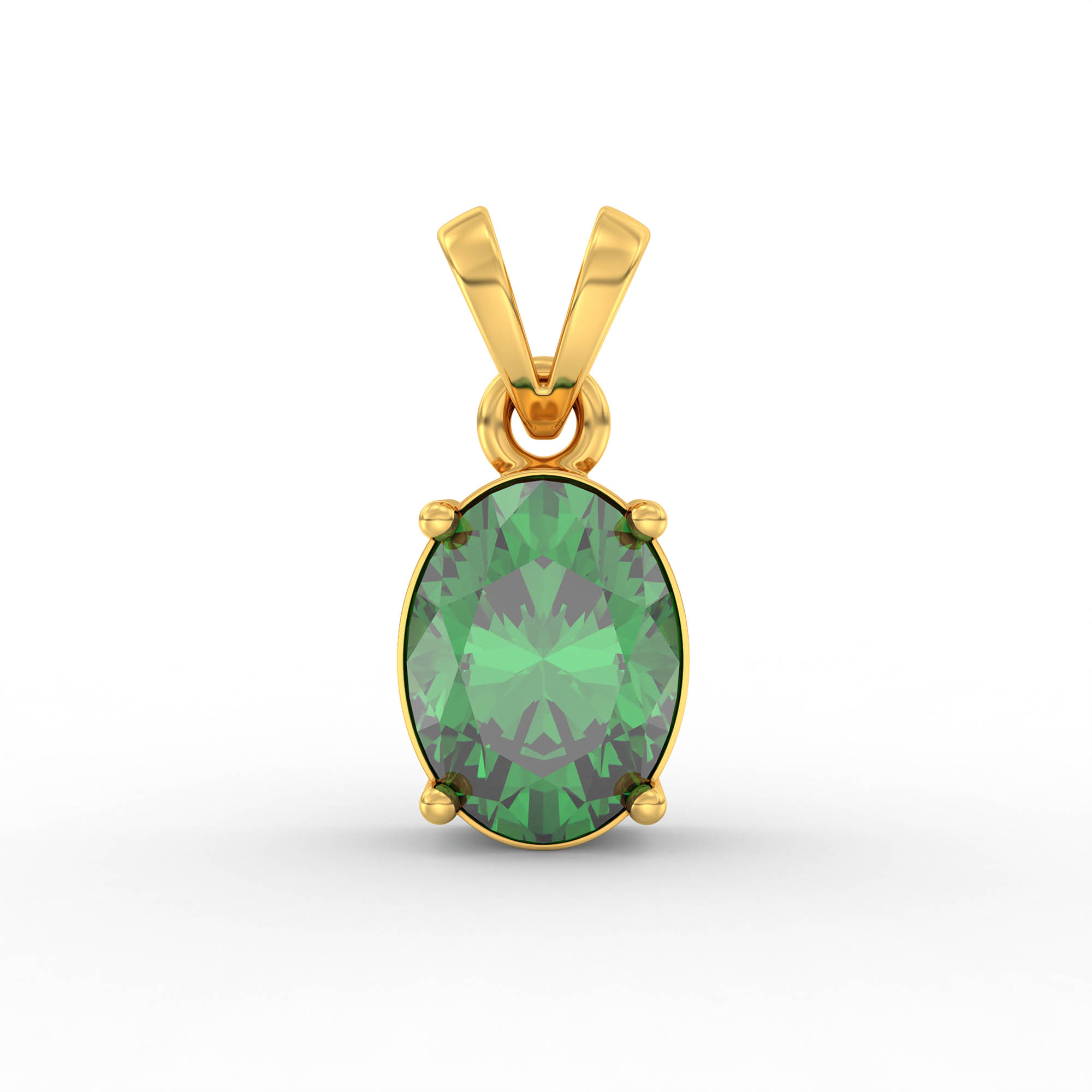Emerald (Panna) Pendant in 22K Yellow Gold – Oval 8x6 mm, Prong Setting, 1 g (Design K1-5) thumbnail