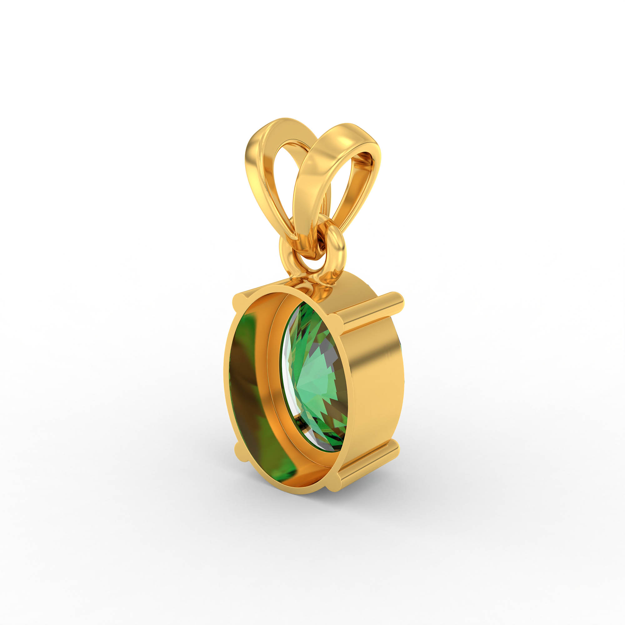 Emerald (Panna) Pendant in 22K Yellow Gold – Oval 8x6 mm, Prong Setting, 1 g (Design K1-5) thumbnail