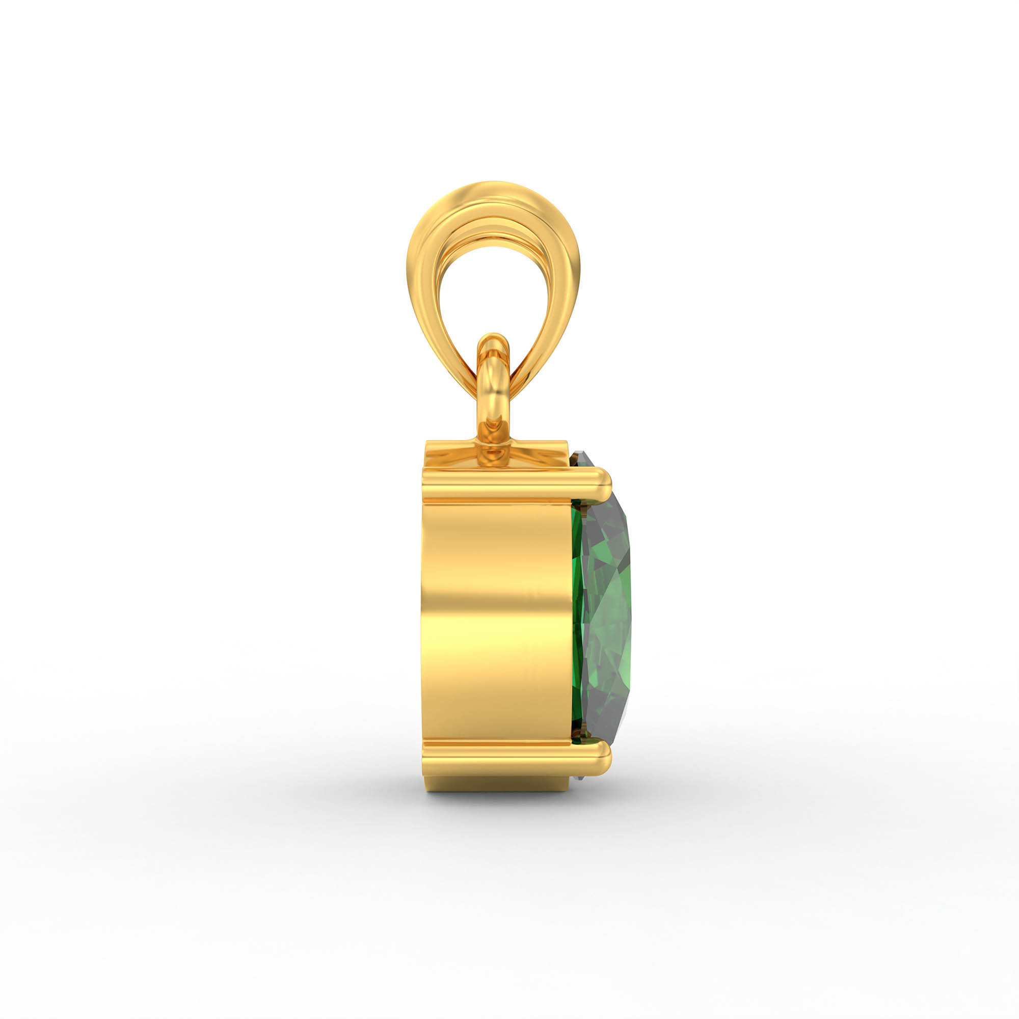 Emerald (Panna) Pendant in 22K Yellow Gold – Oval 8x6 mm, Prong Setting, 1 g (Design K1-5) thumbnail
