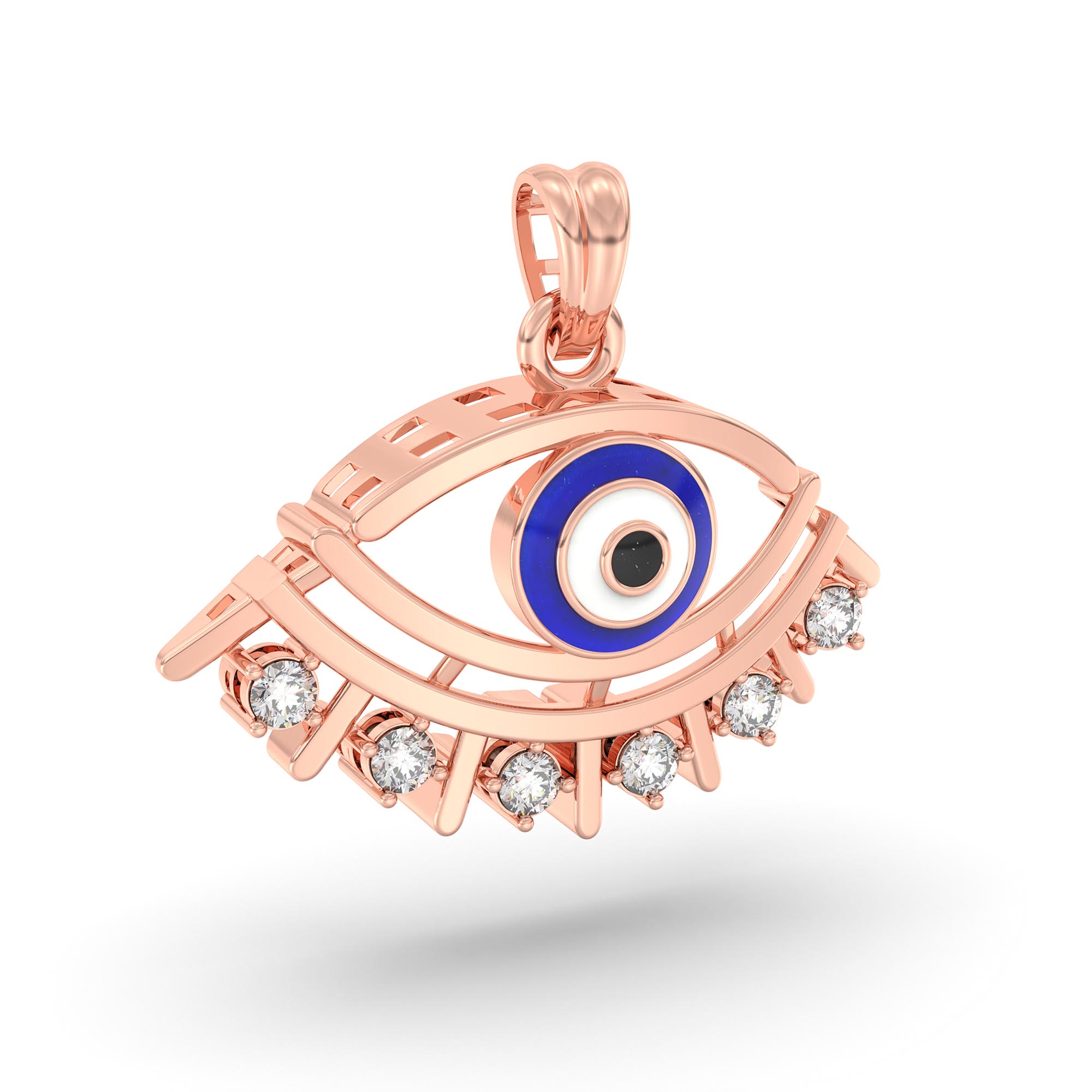 Evil Eye Pendant with Lab-Grown Diamonds in 18K Rose Gold – 0.16 Ct, 2.2 g (Design K1-5) thumbnail