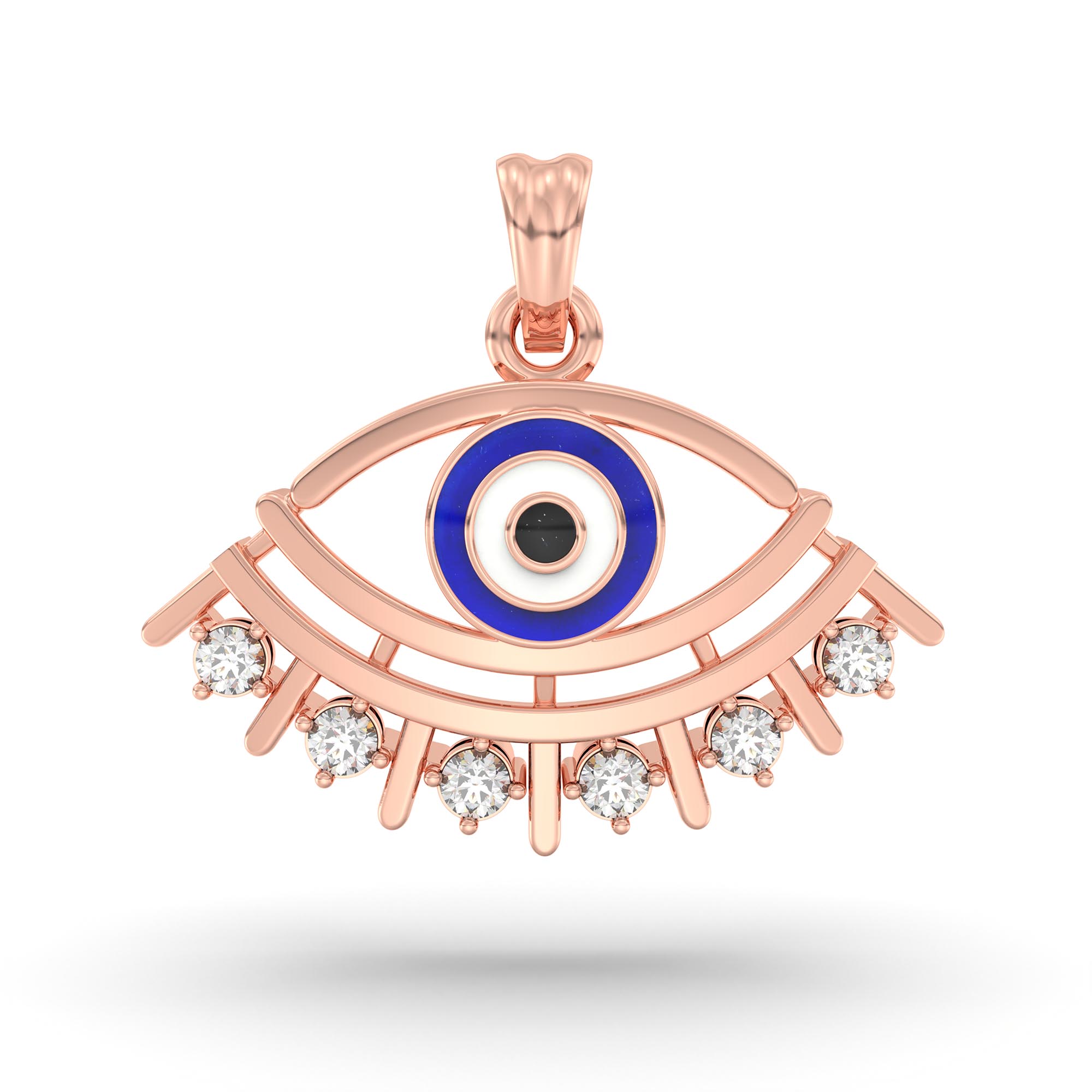 Evil Eye Pendant with Lab-Grown Diamonds in 18K Rose Gold – 0.16 Ct, 2.2 g (Design K1-5) thumbnail