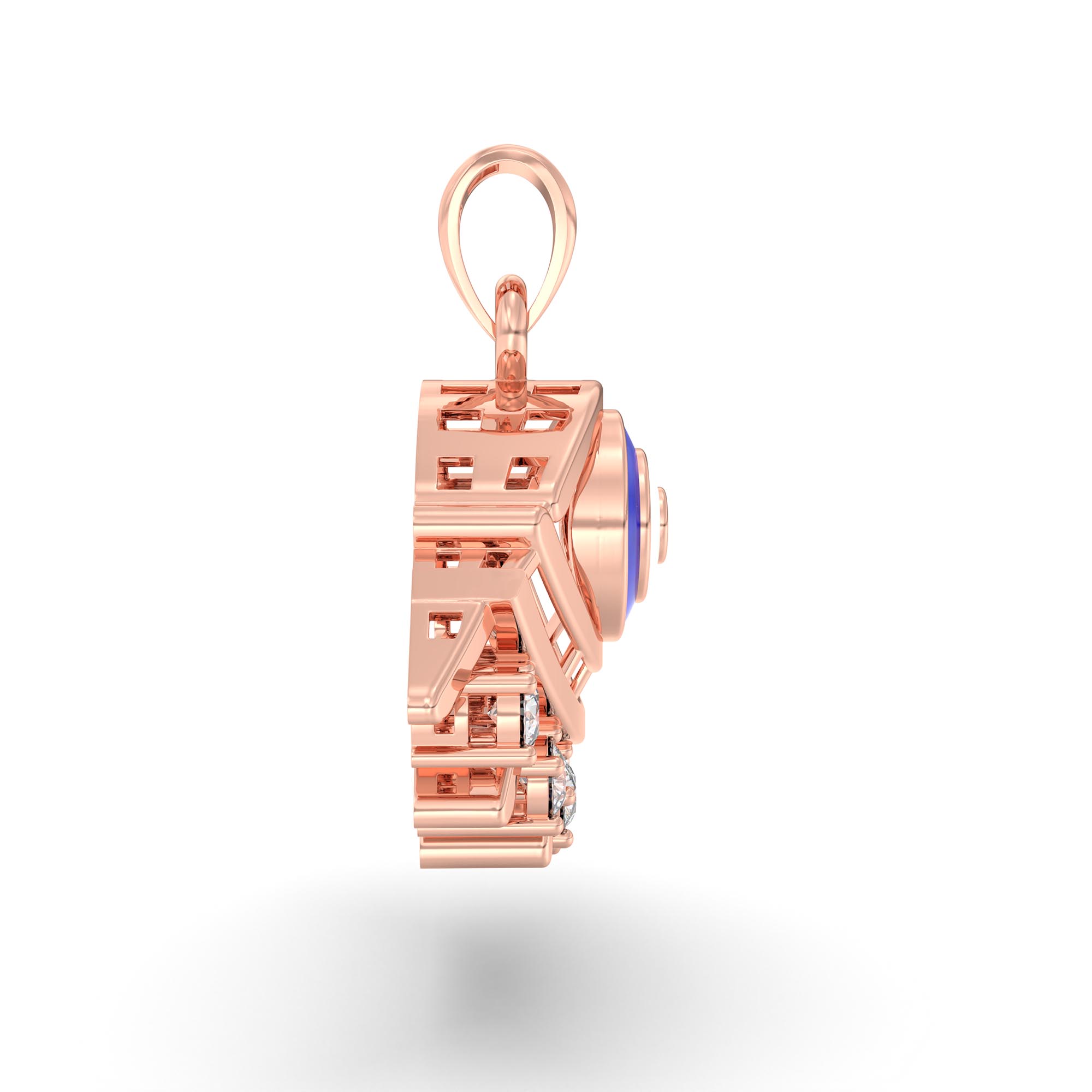 Evil Eye Pendant with Lab-Grown Diamonds in 18K Rose Gold – 0.16 Ct, 2.2 g (Design K1-5) thumbnail