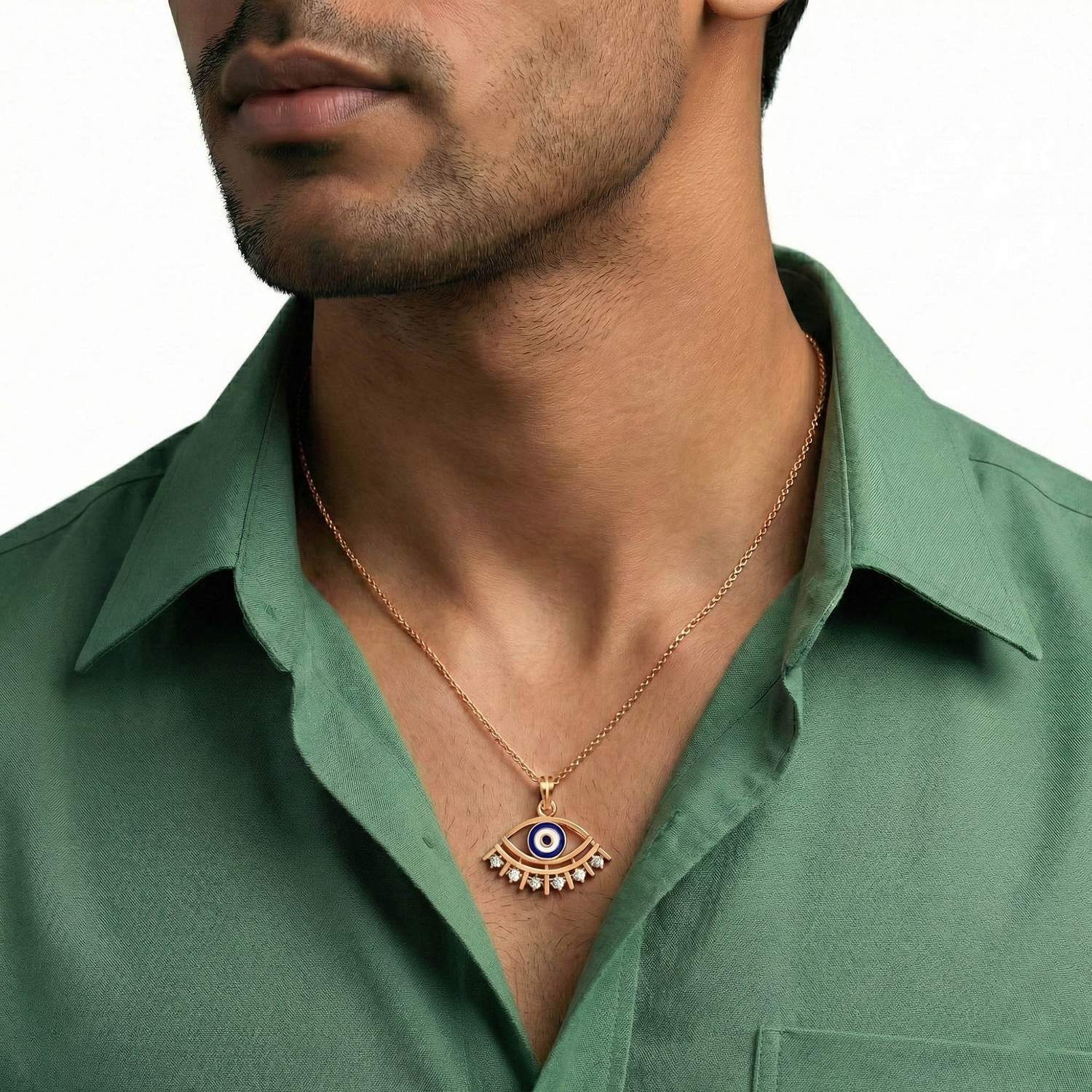 Evil Eye Pendant with Lab-Grown Diamonds in 18K Rose Gold – 0.16 Ct, 2.2 g (Design K1-5) thumbnail