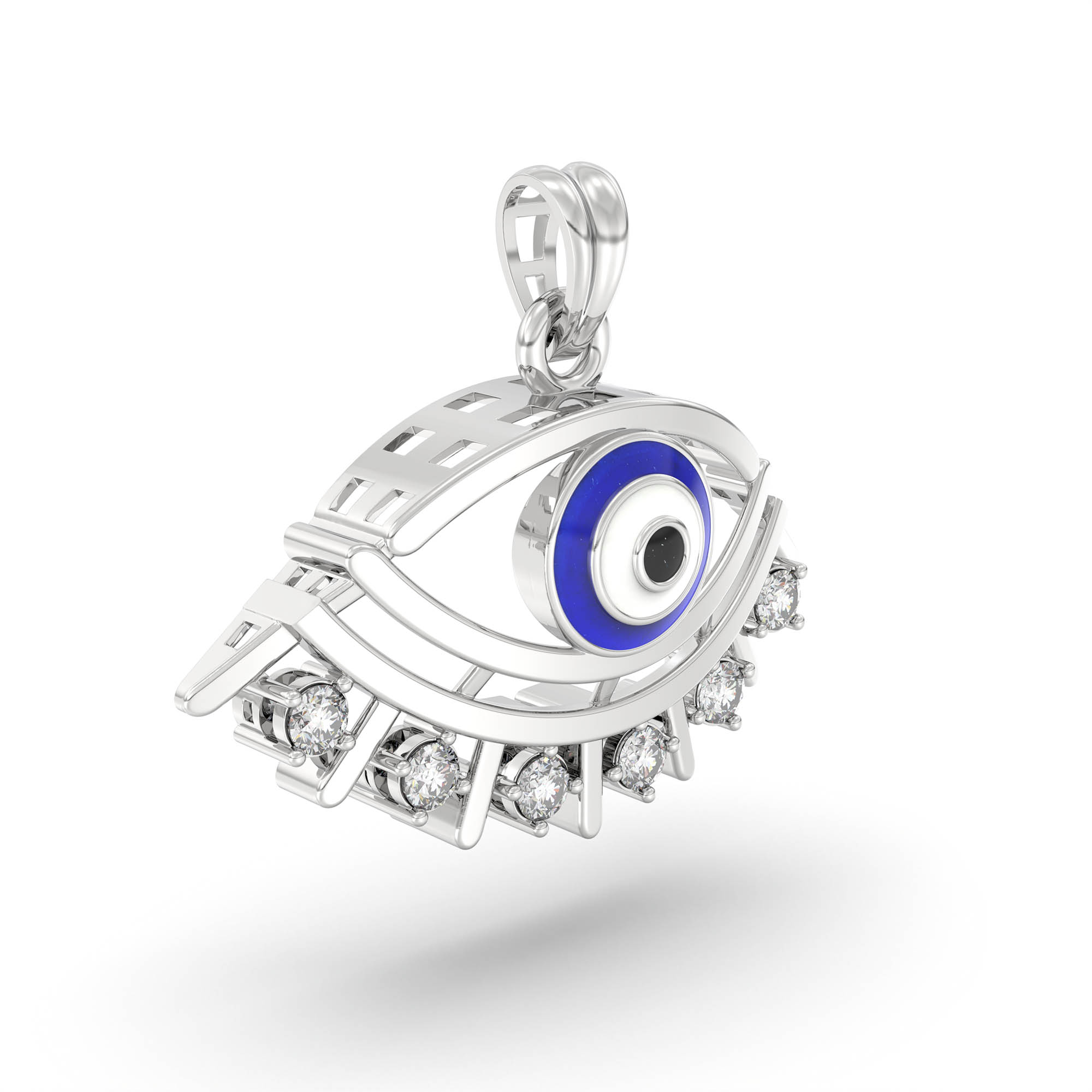 Evil Eye Pendant with Lab-Grown Diamonds in 18K White Gold – 0.15 Ct, 2.4 g thumbnail