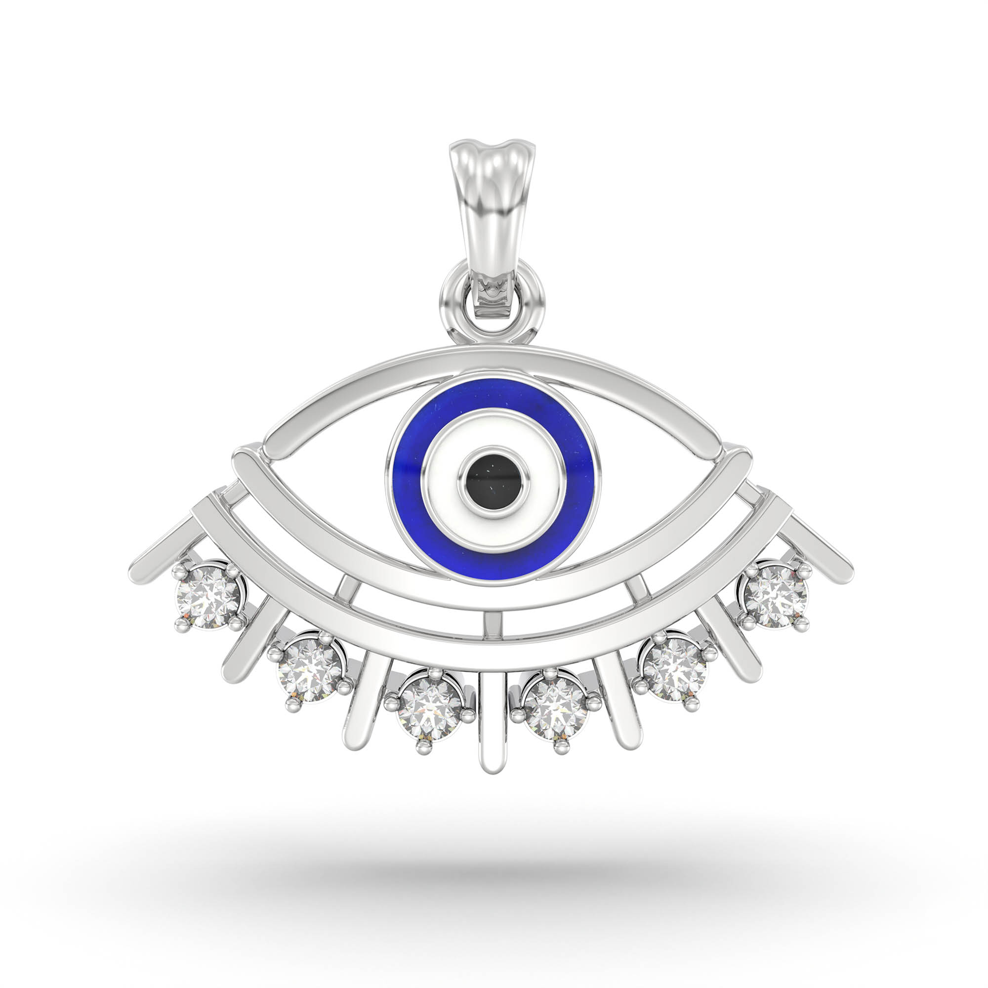 Evil Eye Pendant with Lab-Grown Diamonds in 18K White Gold – 0.15 Ct, 2.4 g thumbnail