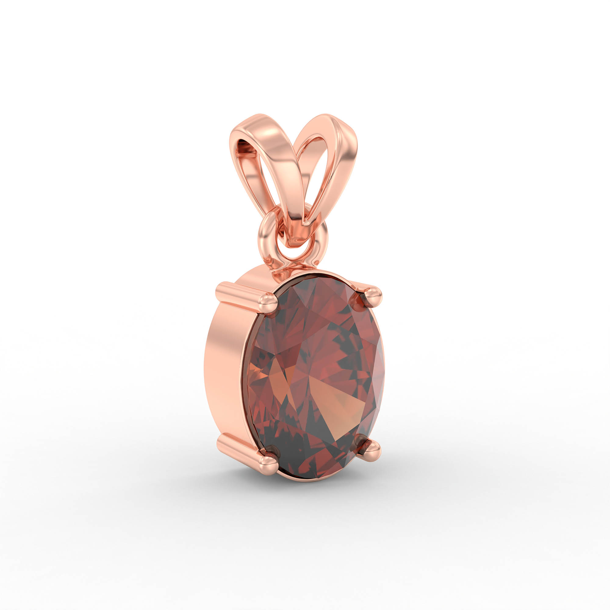 Hessonite (Gomed) Pendant in 18K Rose Gold – Oval 8x6 mm, Prong Setting, 1 g (Design K1-5) thumbnail