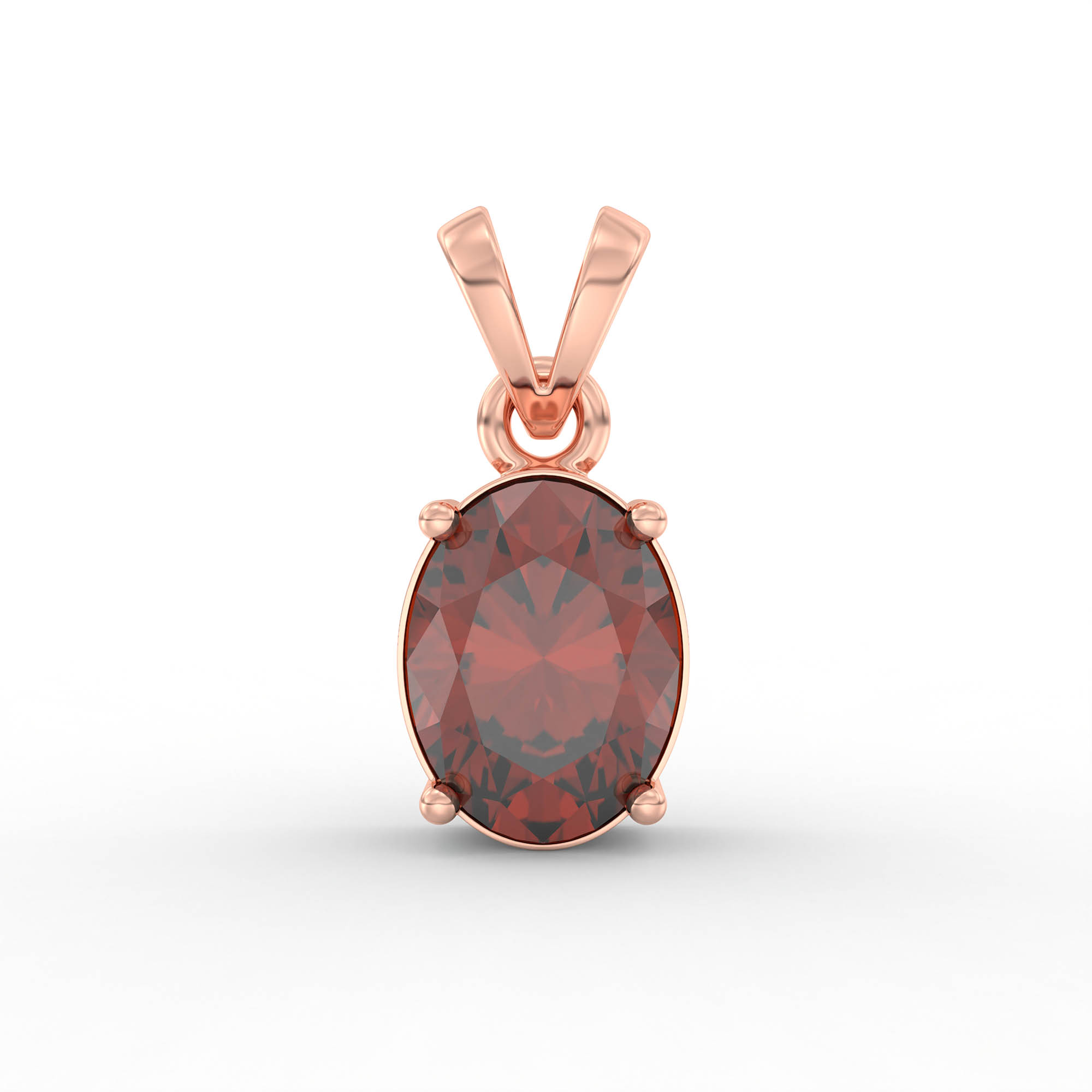 Hessonite (Gomed) Pendant in 18K Rose Gold – Oval 8x6 mm, Prong Setting, 1 g (Design K1-5) thumbnail