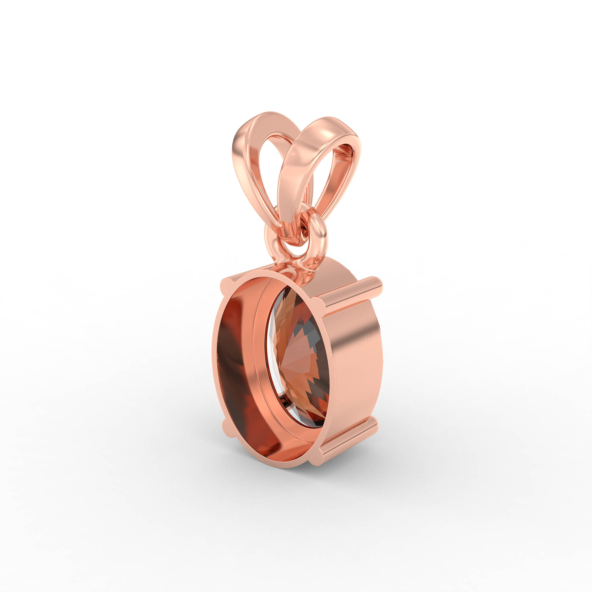 Hessonite (Gomed) Pendant in 18K Rose Gold – Oval 8x6 mm, Prong Setting, 1 g (Design K1-5) thumbnail