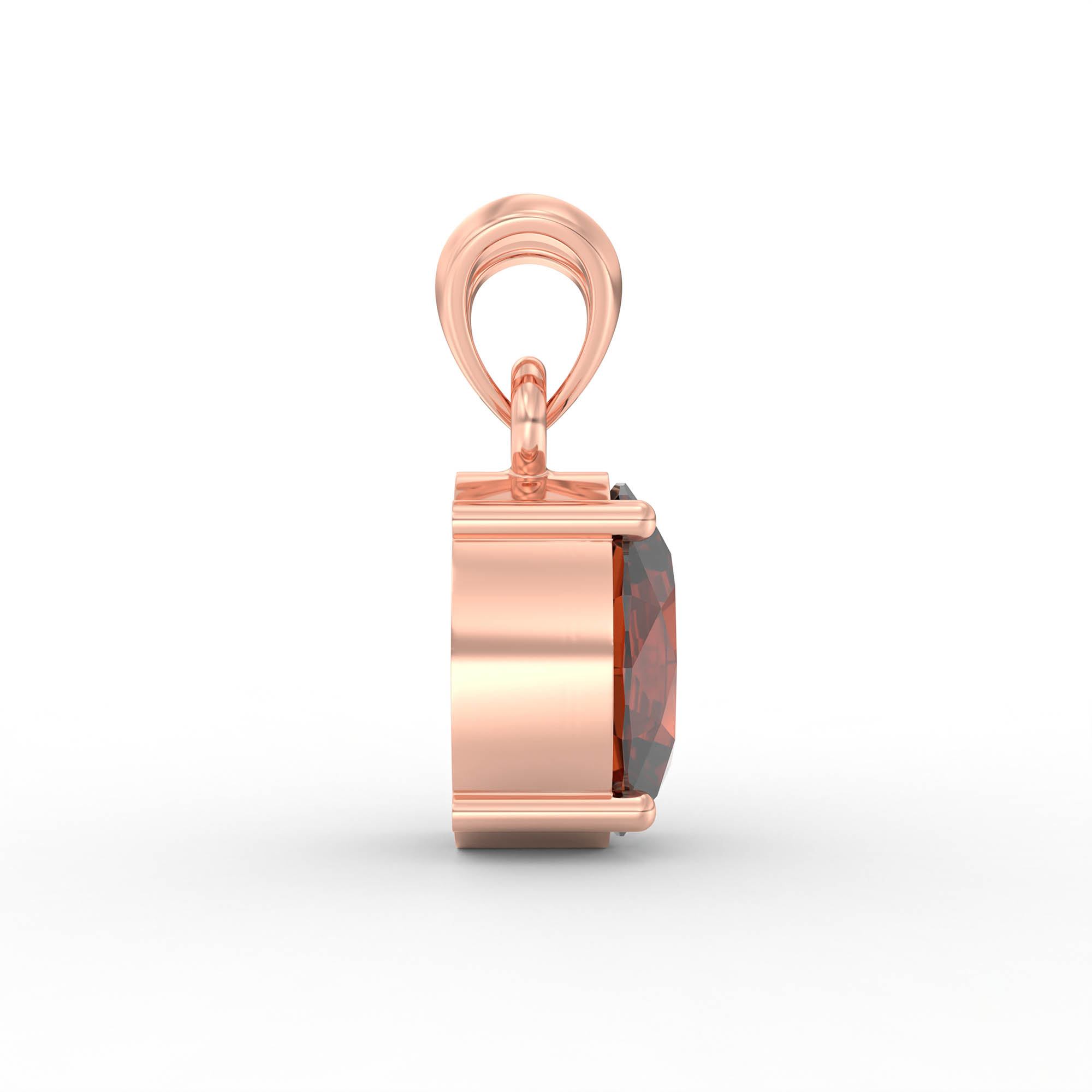 Hessonite (Gomed) Pendant in 18K Rose Gold – Oval 8x6 mm, Prong Setting, 1 g (Design K1-5) thumbnail