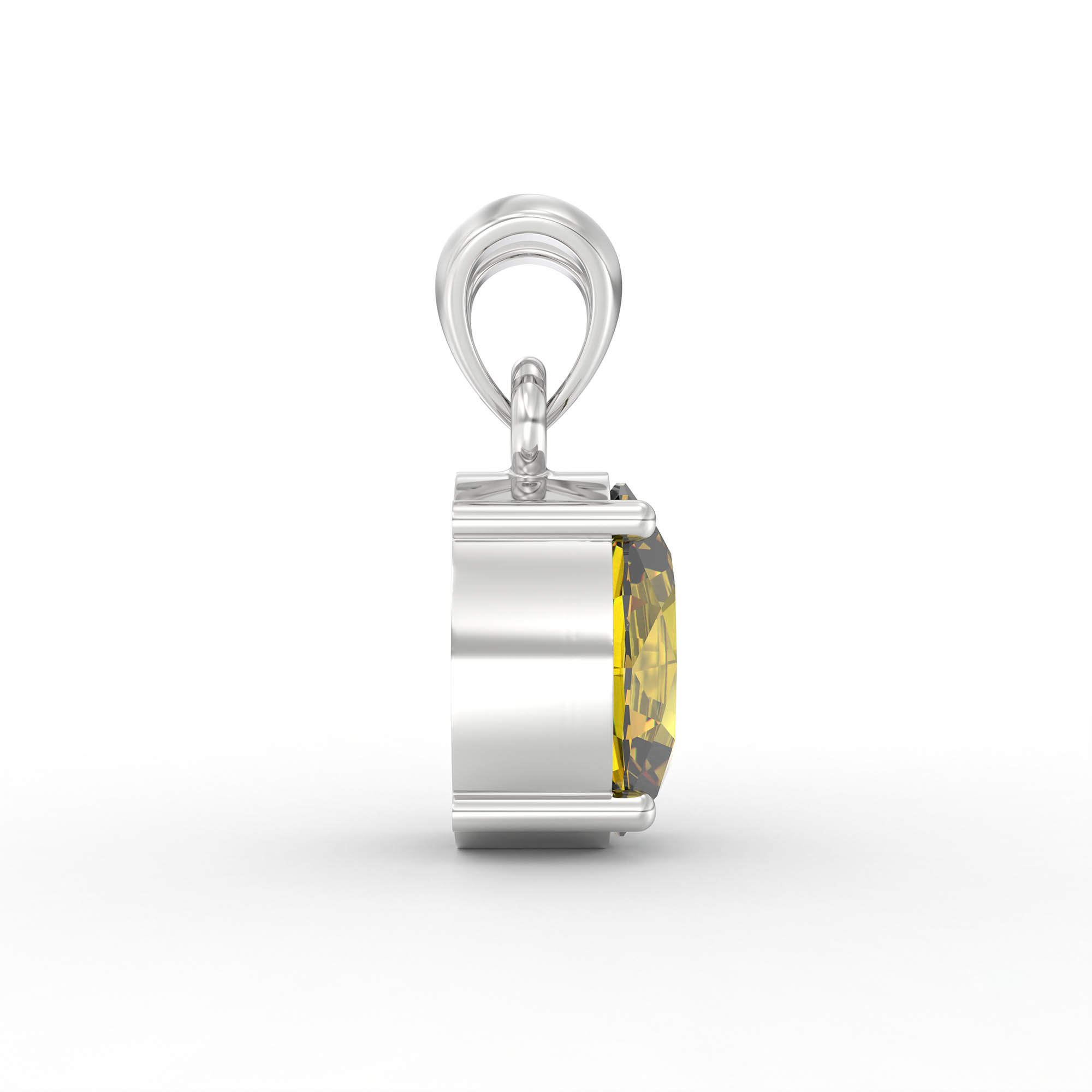 Yellow Sapphire (Pukhraj) Pendant in 18K White Gold – Oval 8x6 mm, Prong Setting, 1 g (Design K1-5) thumbnail
