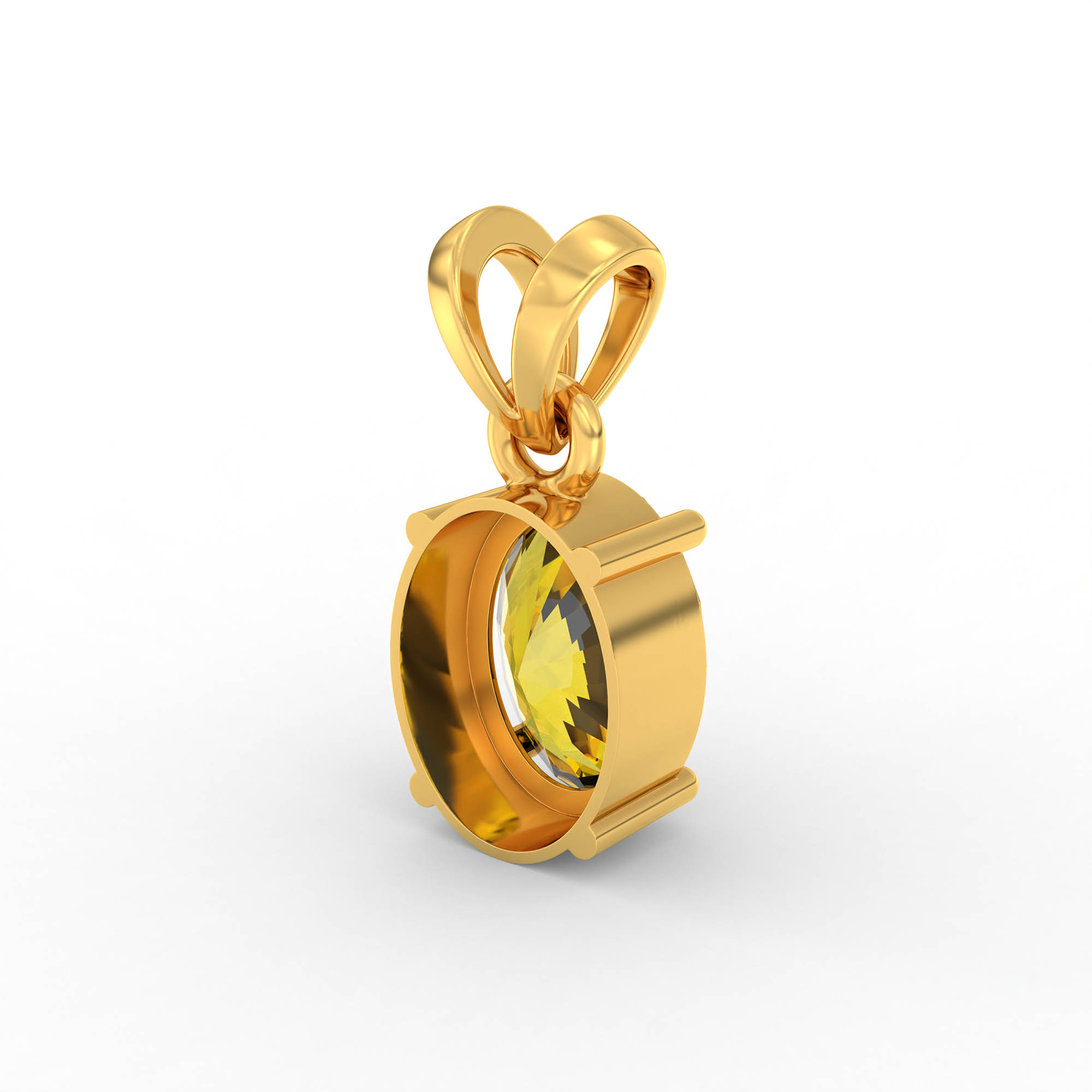 Yellow Sapphire (Pukhraj) Pendant in 22K Yellow Gold – Oval 8x6 mm, Prong Setting, 1 g (Design K1-5) thumbnail