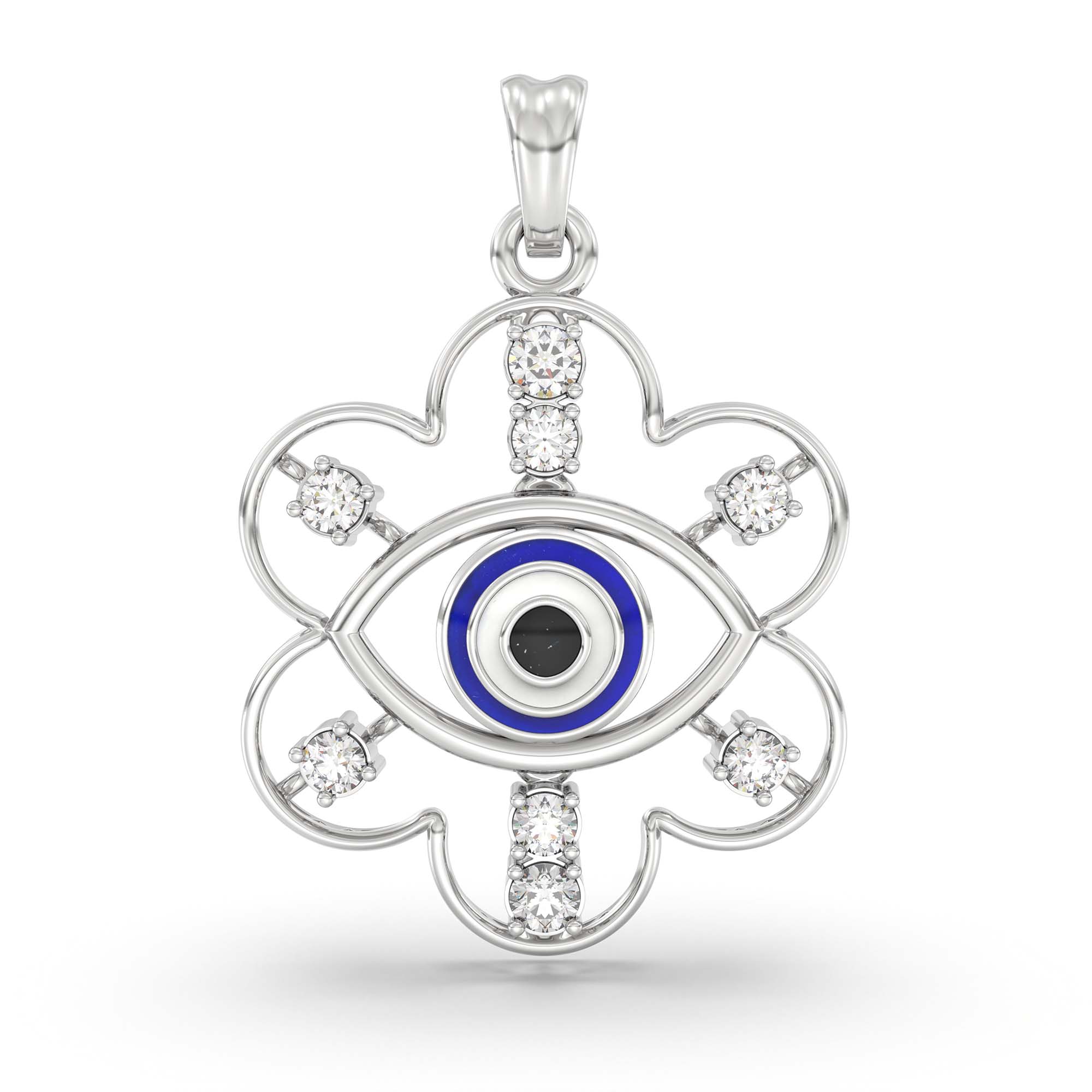 Evil Eye Pendant with Lab-Grown Diamonds in 18K White Gold – 0.23 Ct thumbnail