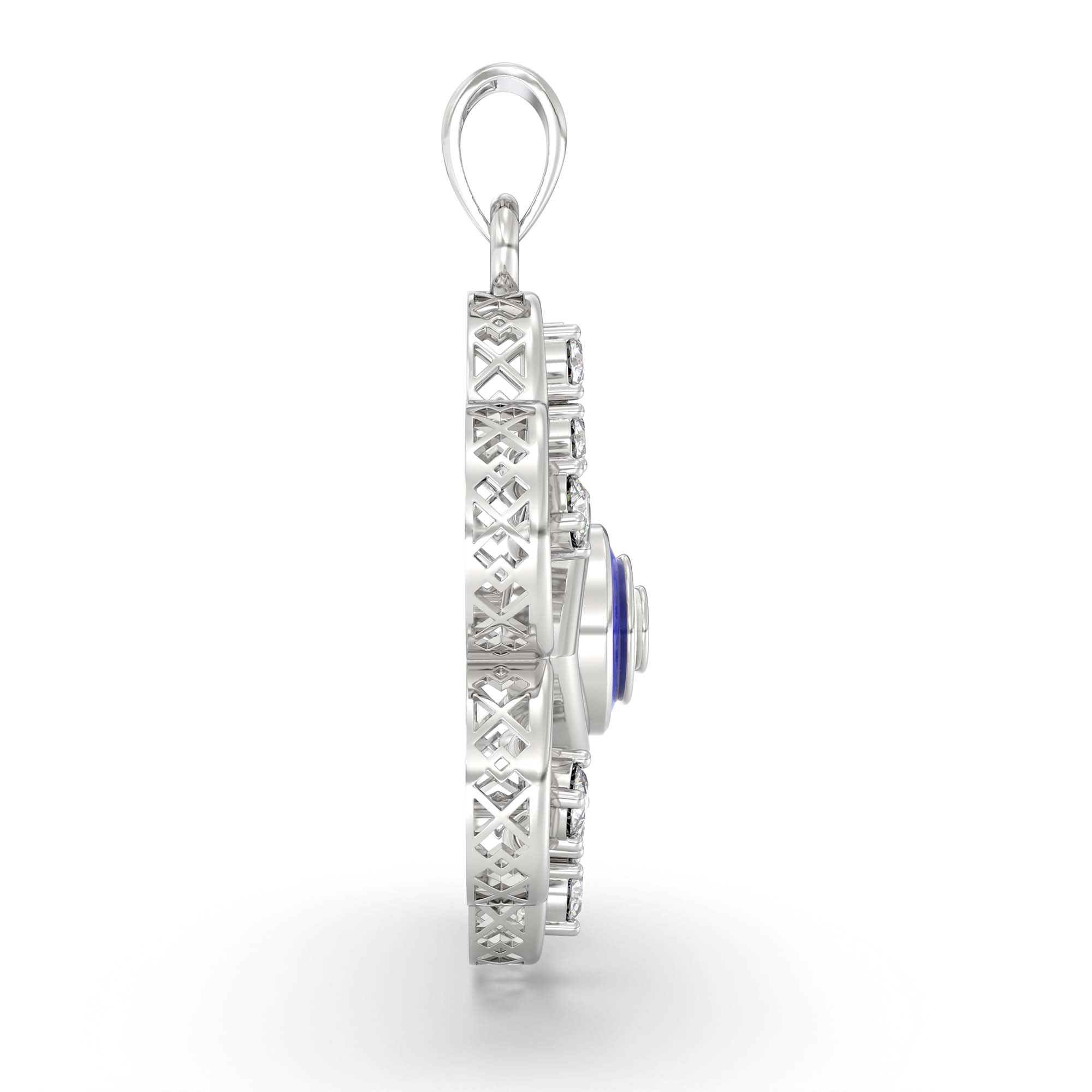 Evil Eye Pendant with Lab-Grown Diamonds in 18K White Gold – 0.23 Ct thumbnail