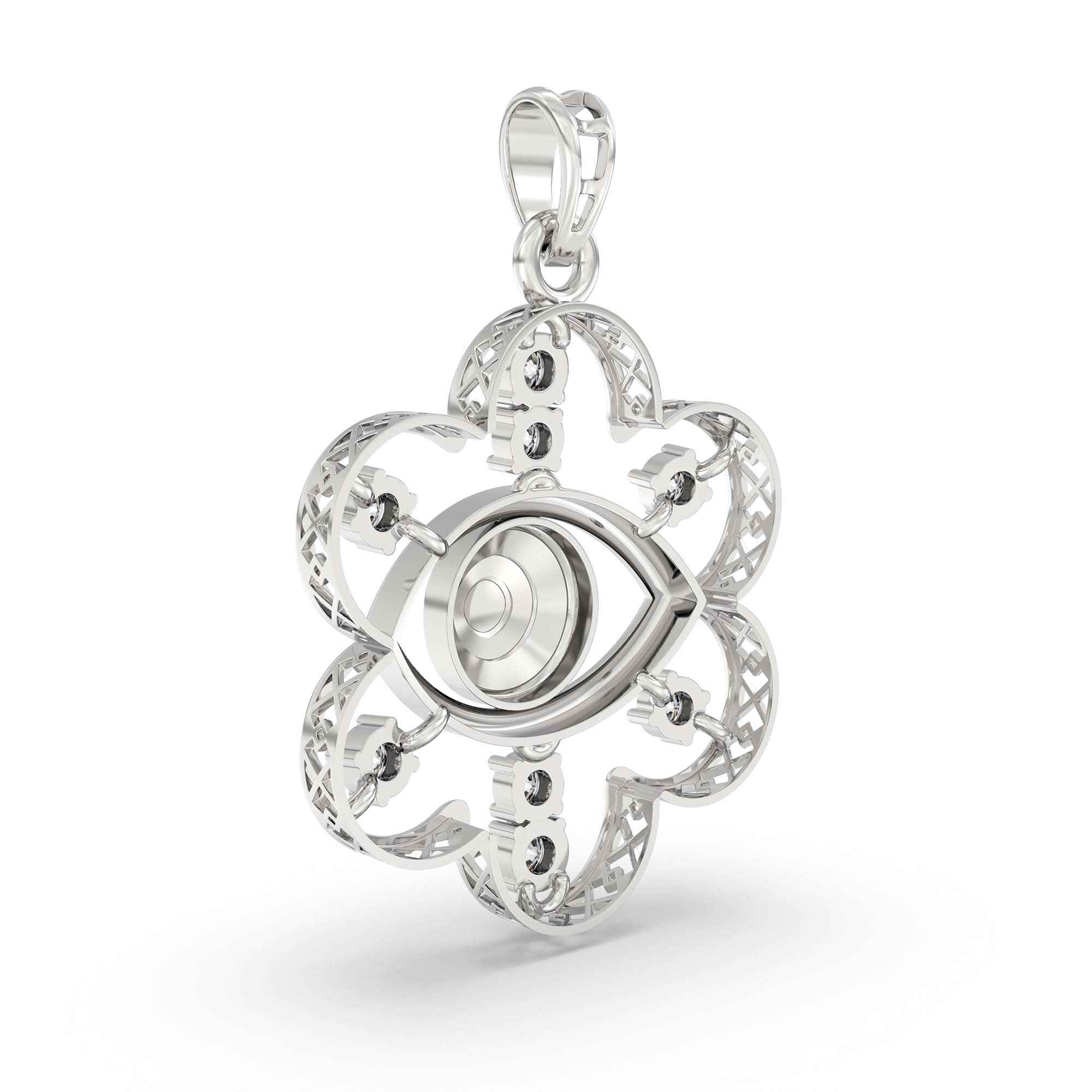 Evil Eye Pendant with Lab-Grown Diamonds in 18K White Gold – 0.23 Ct thumbnail