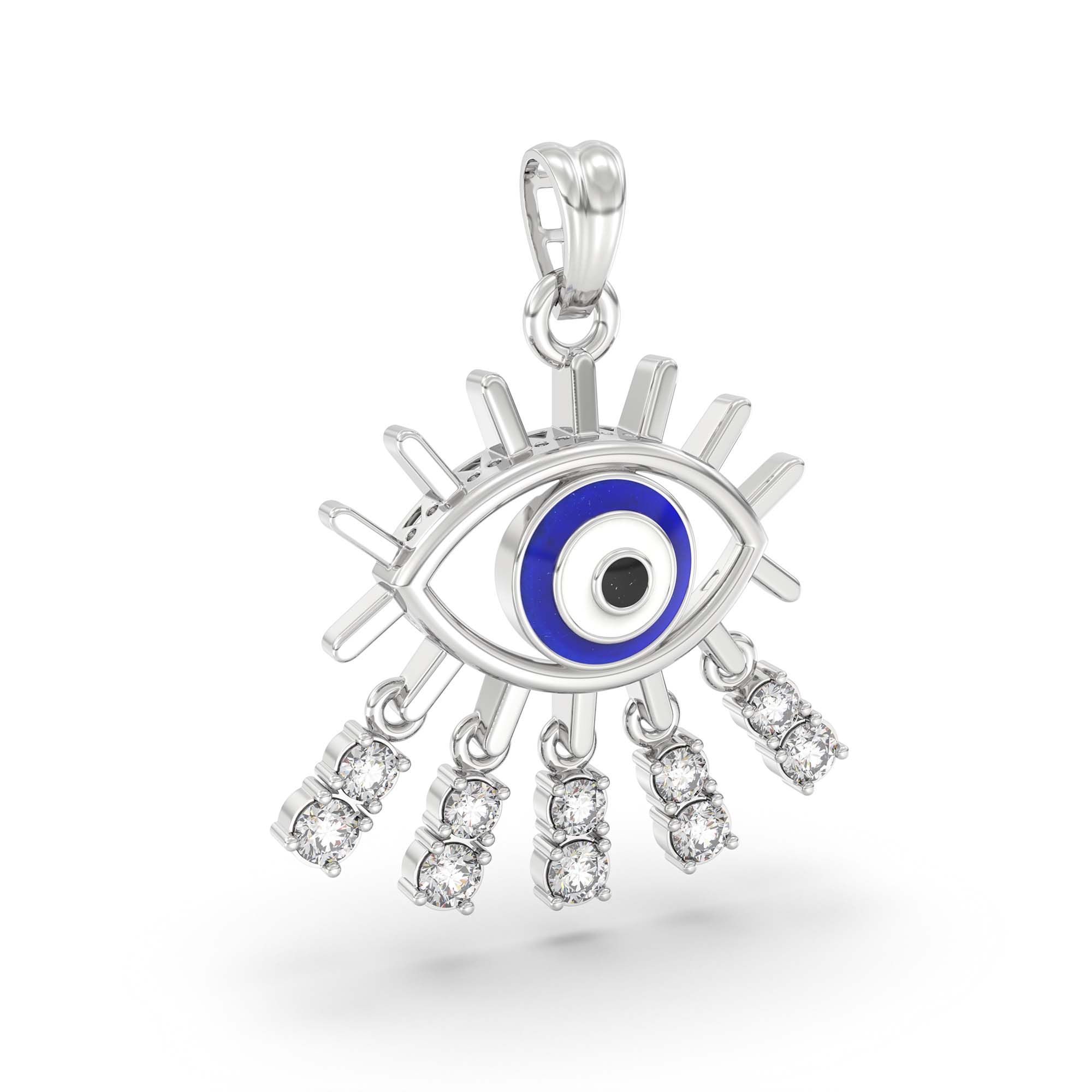 Evil Eye Pendant with Lab-Grown Diamonds in 18K White Gold – 0.31 Ct thumbnail
