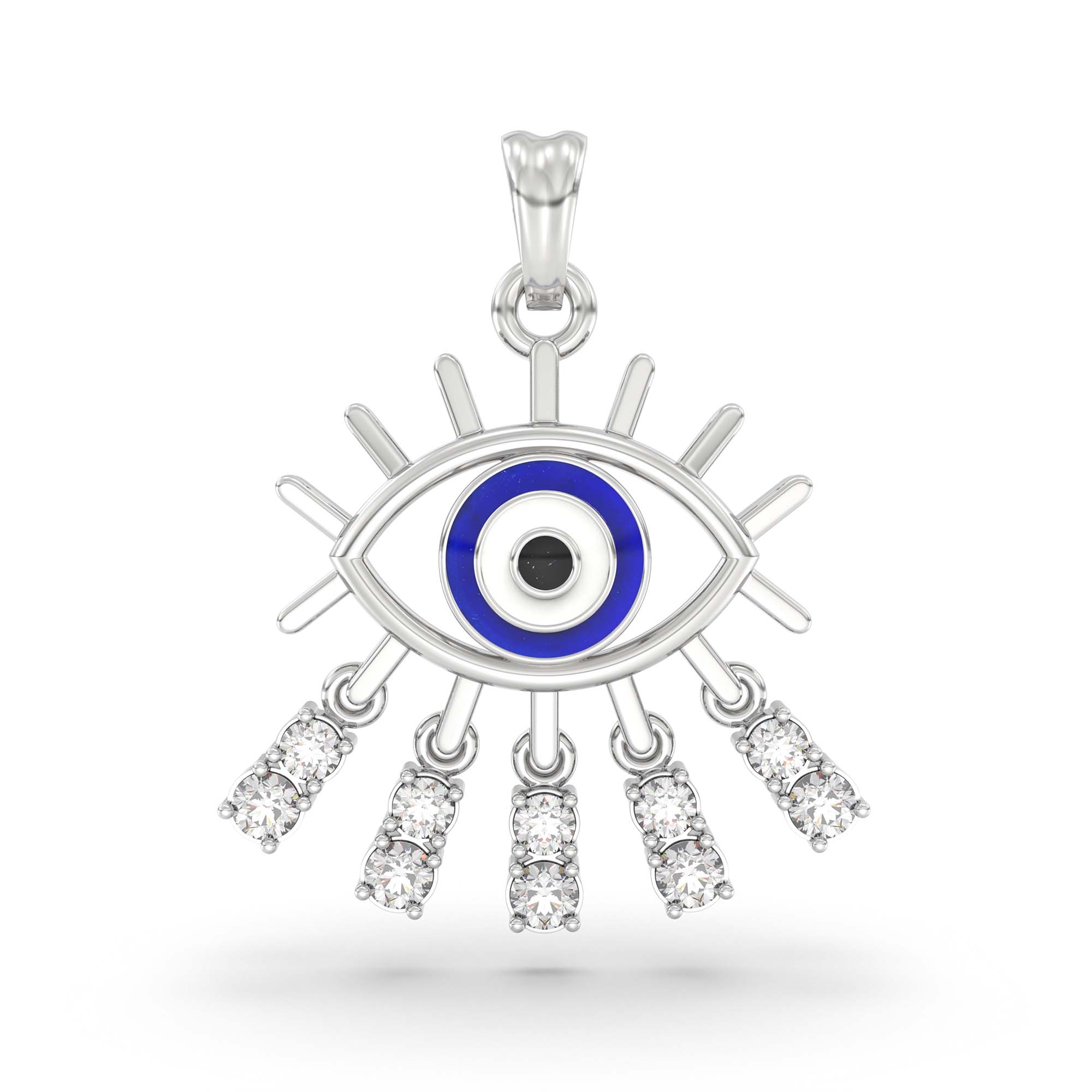 Evil Eye Pendant with Lab-Grown Diamonds in 18K White Gold – 0.31 Ct thumbnail