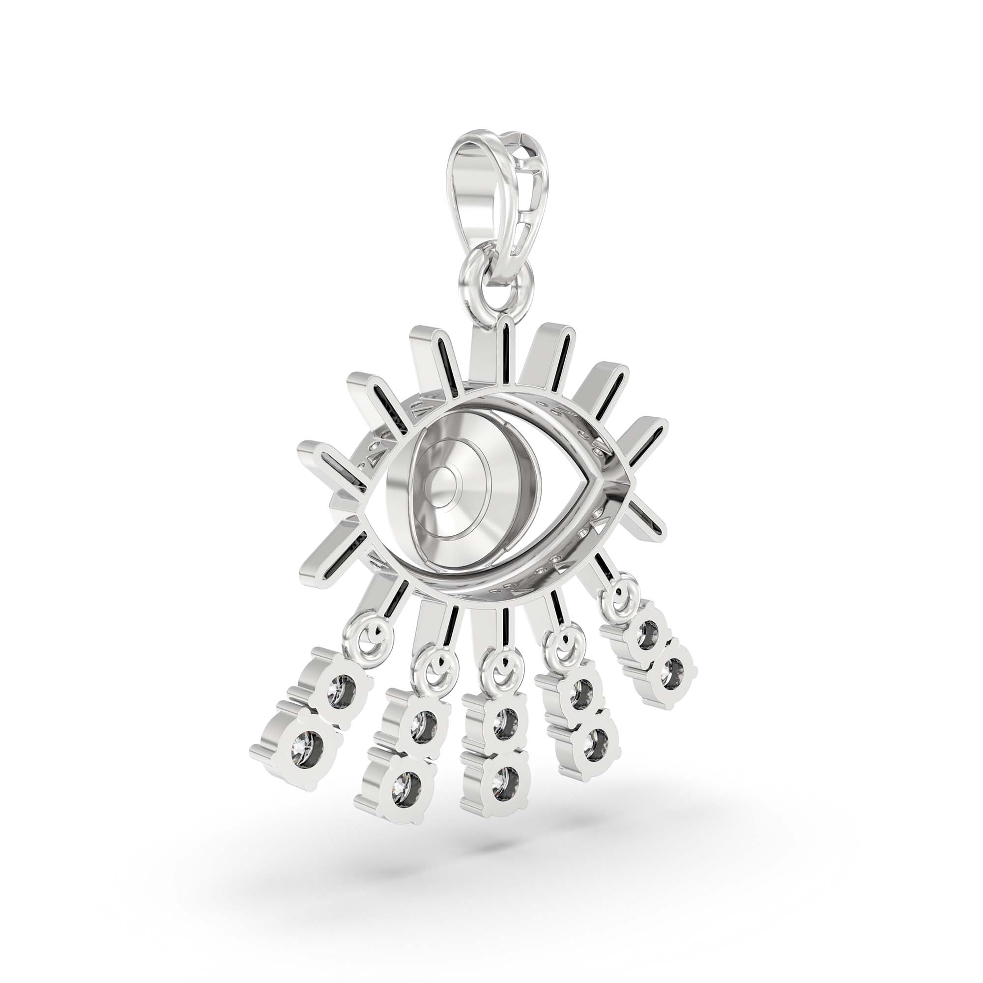 Evil Eye Pendant with Lab-Grown Diamonds in 18K White Gold – 0.31 Ct thumbnail