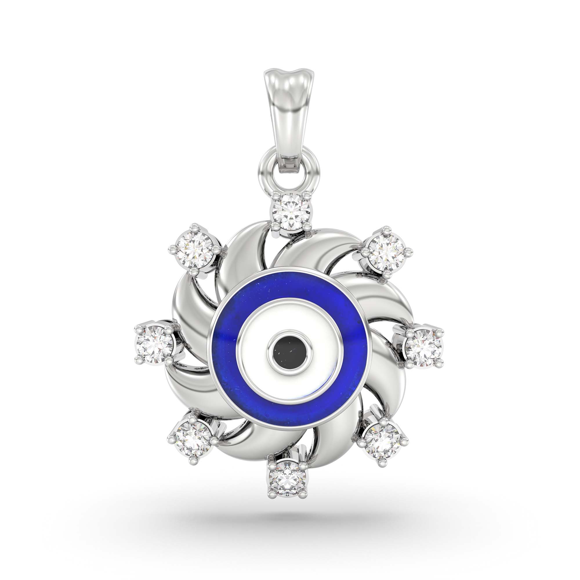 Evil Eye Pendant with Lab-Grown Diamonds in 18K White Gold – 0.22 Ct, 2 g (Design K1-8) thumbnail