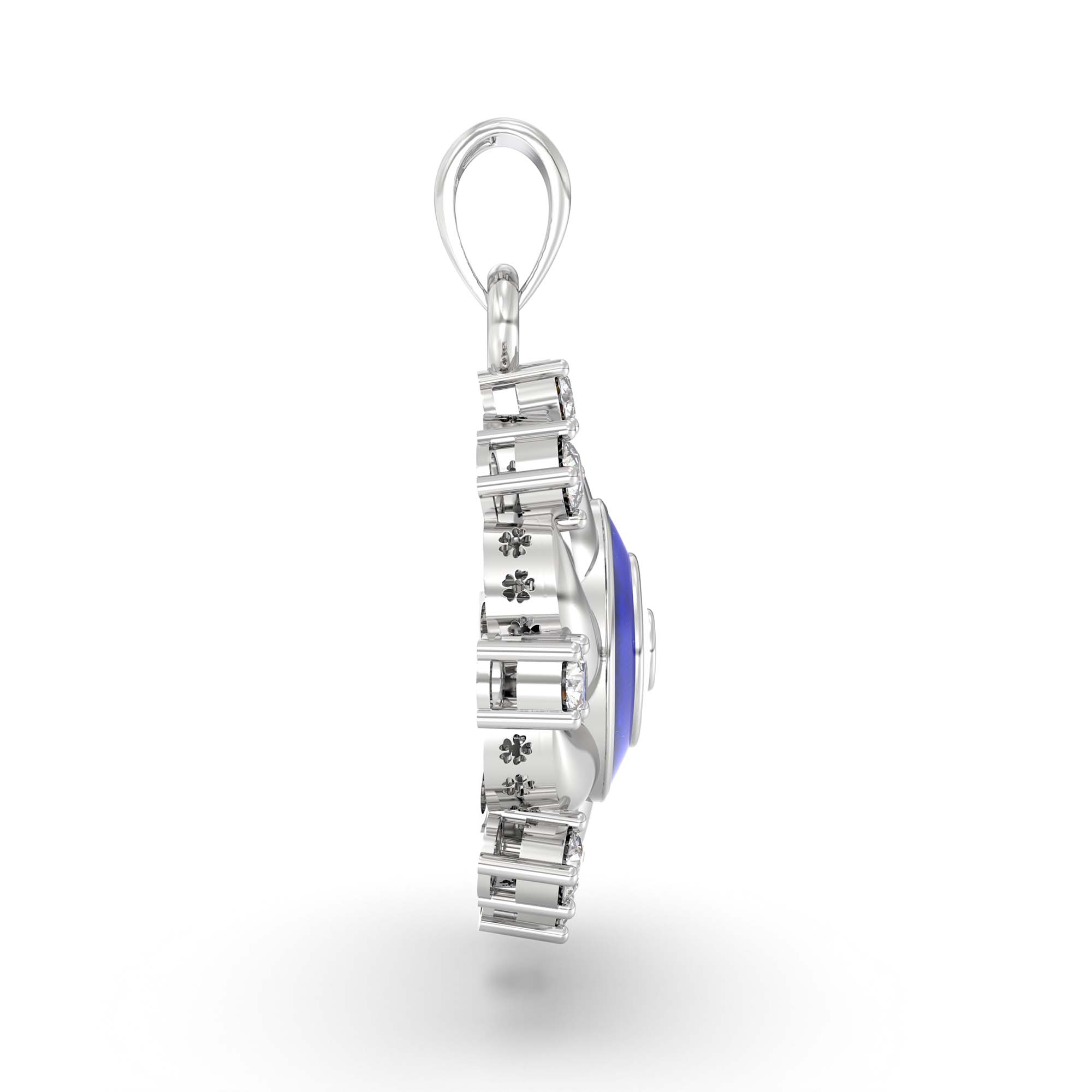 Evil Eye Pendant with Lab-Grown Diamonds in 18K White Gold – 0.22 Ct, 2 g (Design K1-8) thumbnail