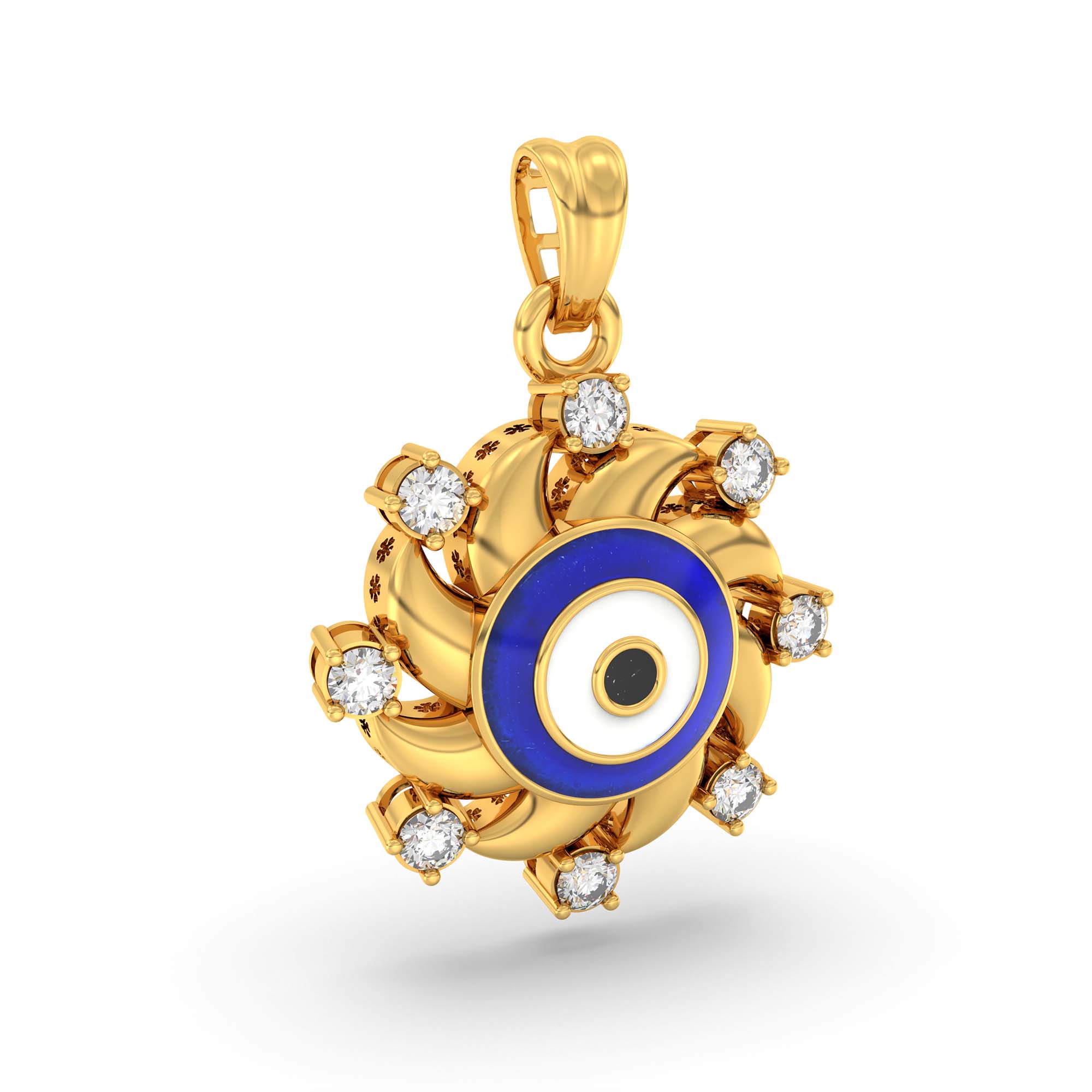 Evil Eye Pendant with Lab-Grown Diamonds in 22K Yellow Gold – 0.22 Ct, 2 g (Design K1-8) thumbnail