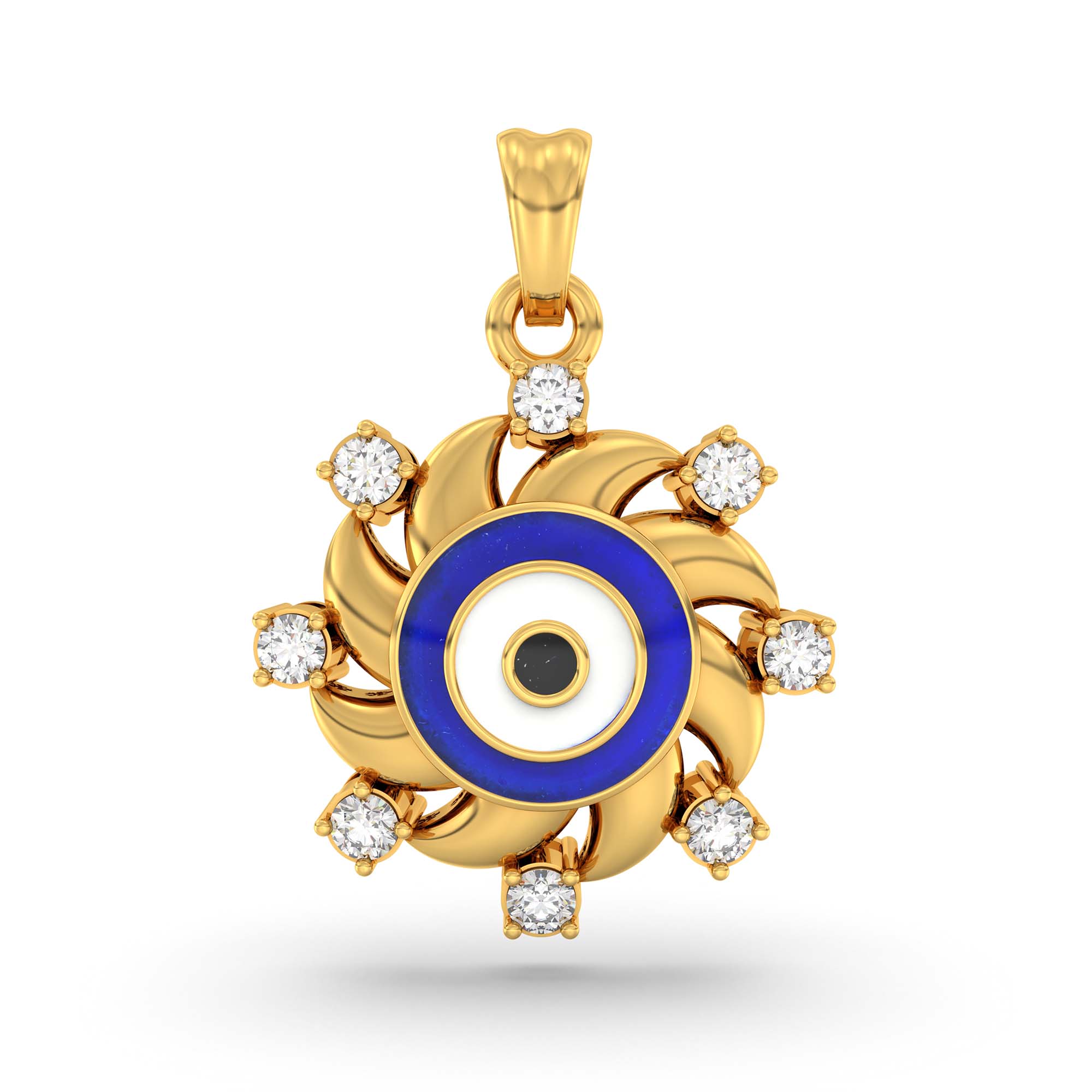 Evil Eye Pendant with Lab-Grown Diamonds in 22K Yellow Gold – 0.22 Ct, 2 g (Design K1-8) thumbnail