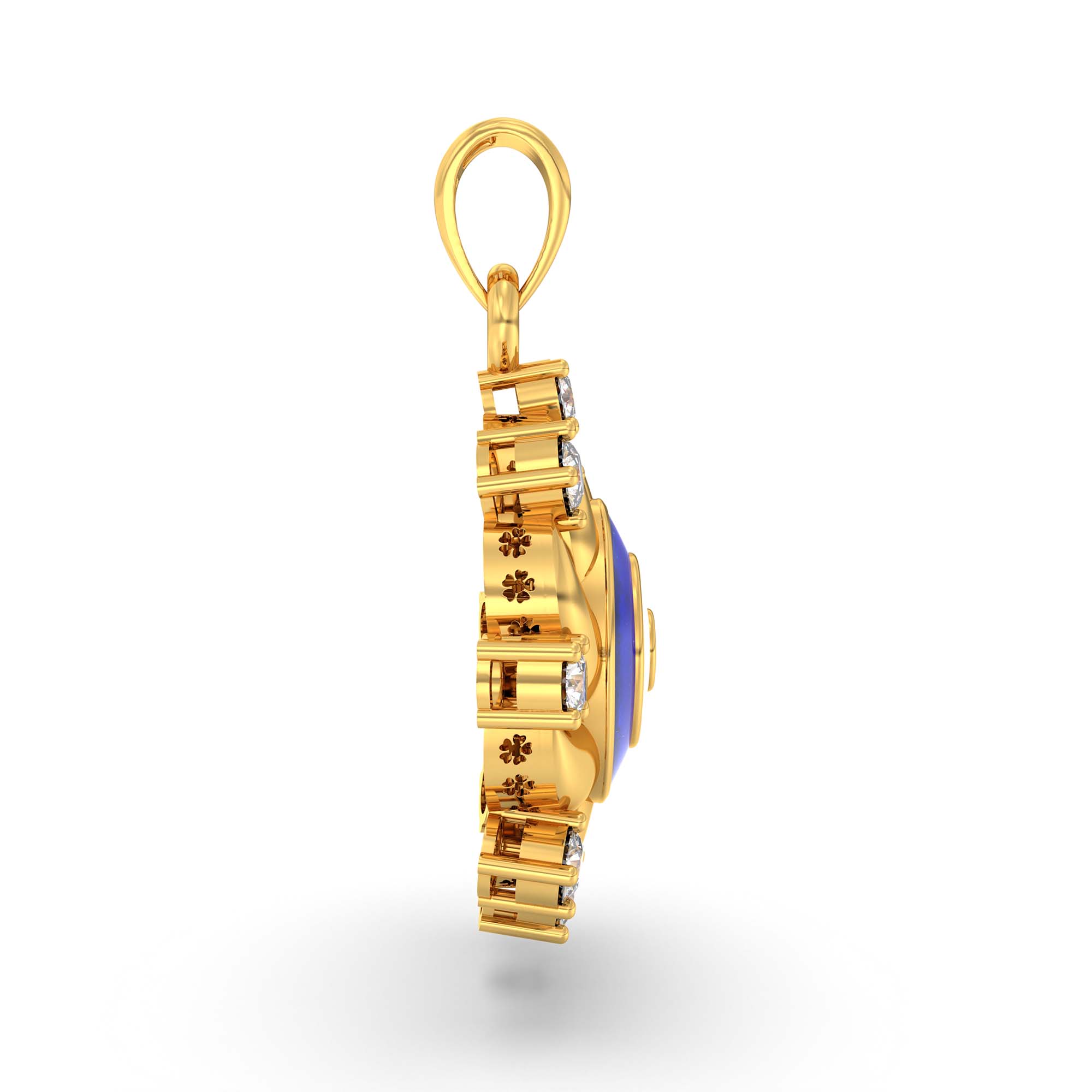 Evil Eye Pendant with Lab-Grown Diamonds in 22K Yellow Gold – 0.22 Ct, 2 g (Design K1-8) thumbnail