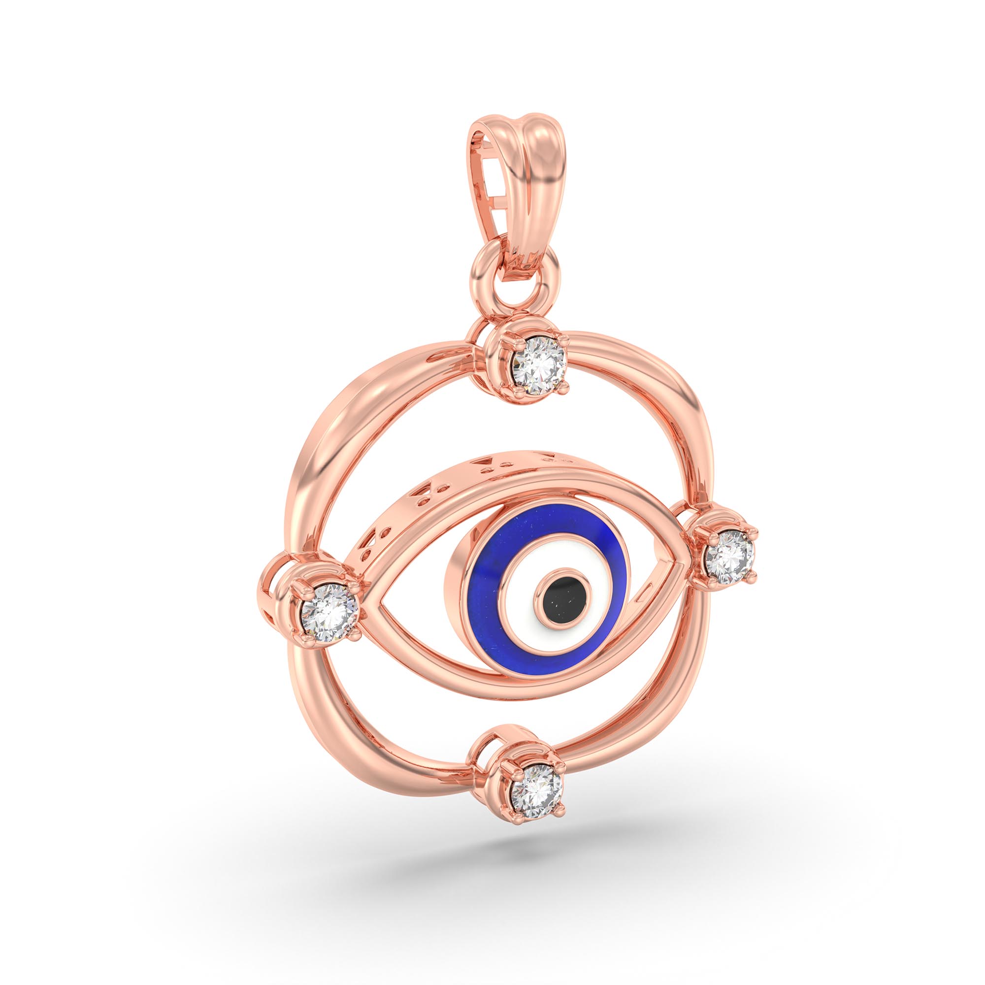 Evil Eye Pendant with Lab-Grown Diamonds in 18K Rose Gold – 0.11 Ct, 2 g (Design K1-9) thumbnail