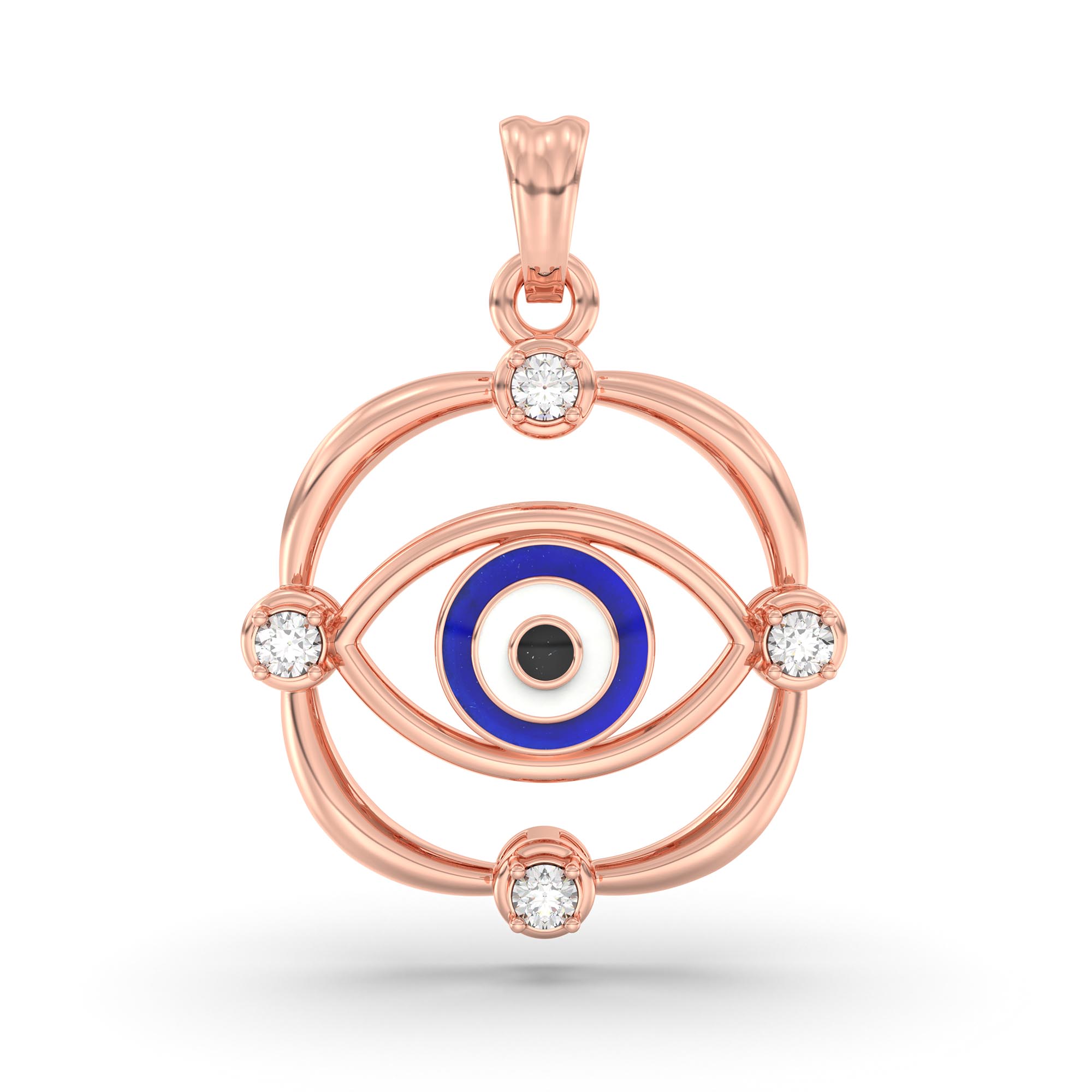 Evil Eye Pendant with Lab-Grown Diamonds in 18K Rose Gold – 0.11 Ct, 2 g (Design K1-9) thumbnail