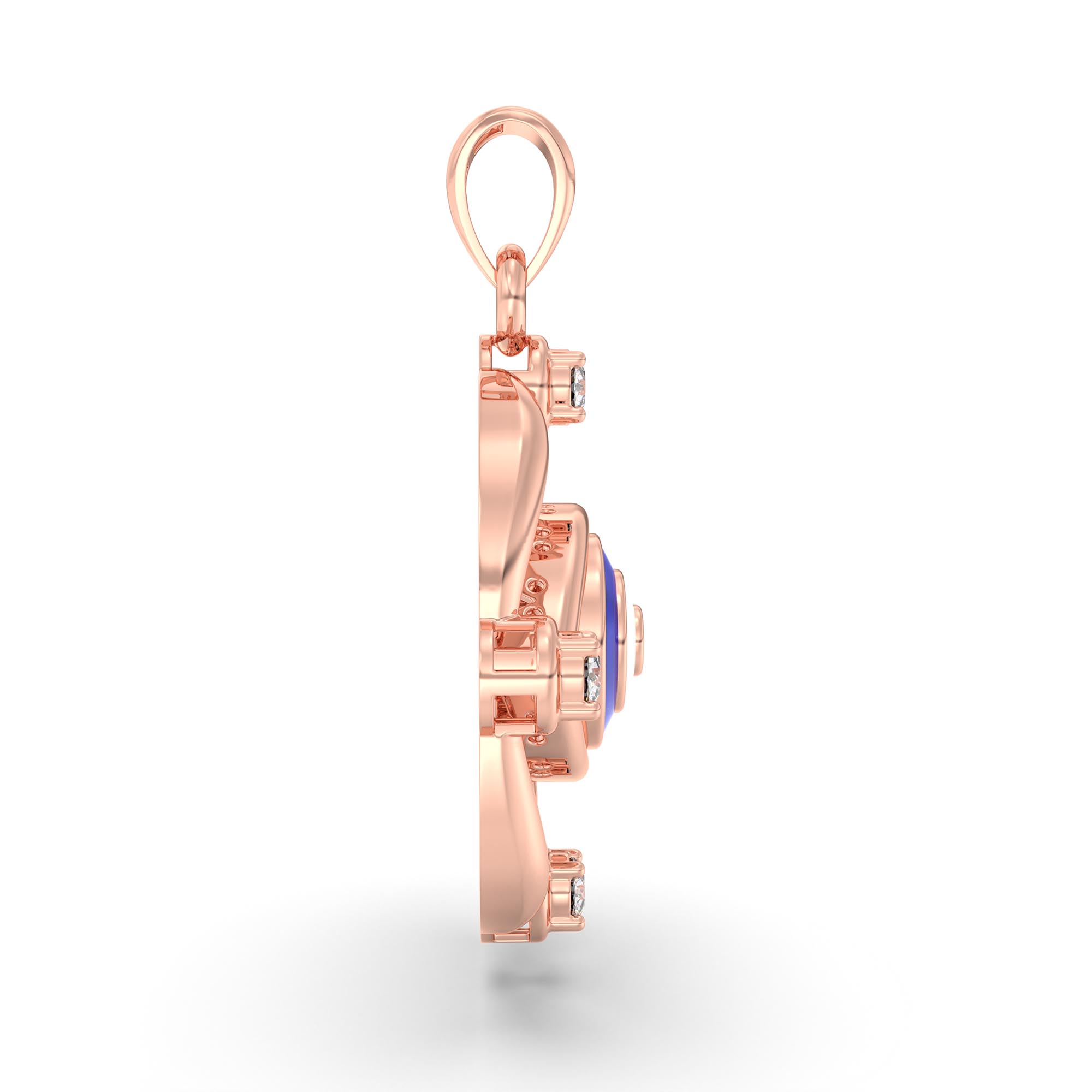 Evil Eye Pendant with Lab-Grown Diamonds in 18K Rose Gold – 0.11 Ct, 2 g (Design K1-9) thumbnail