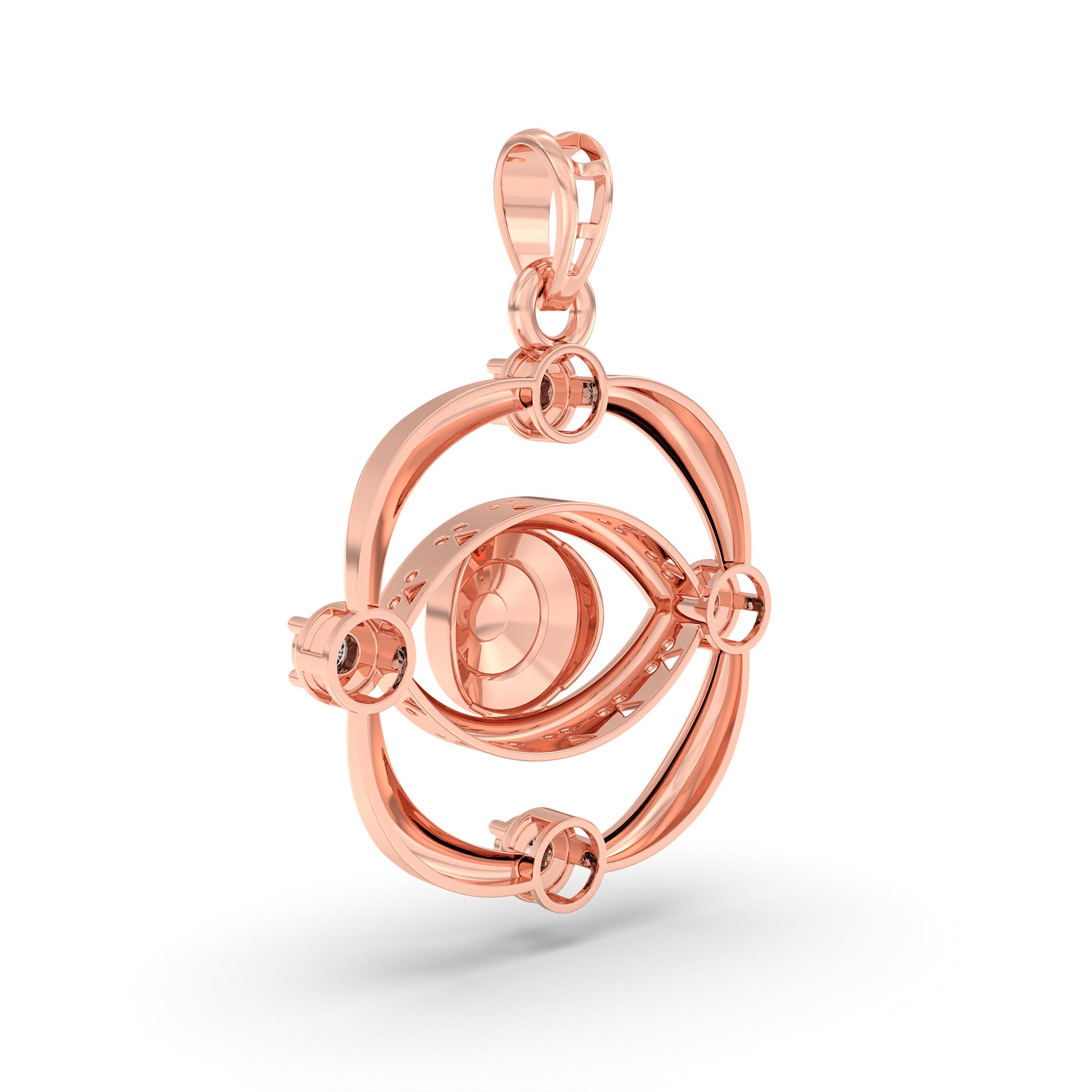 Evil Eye Pendant with Lab-Grown Diamonds in 18K Rose Gold – 0.11 Ct, 2 g (Design K1-9) thumbnail