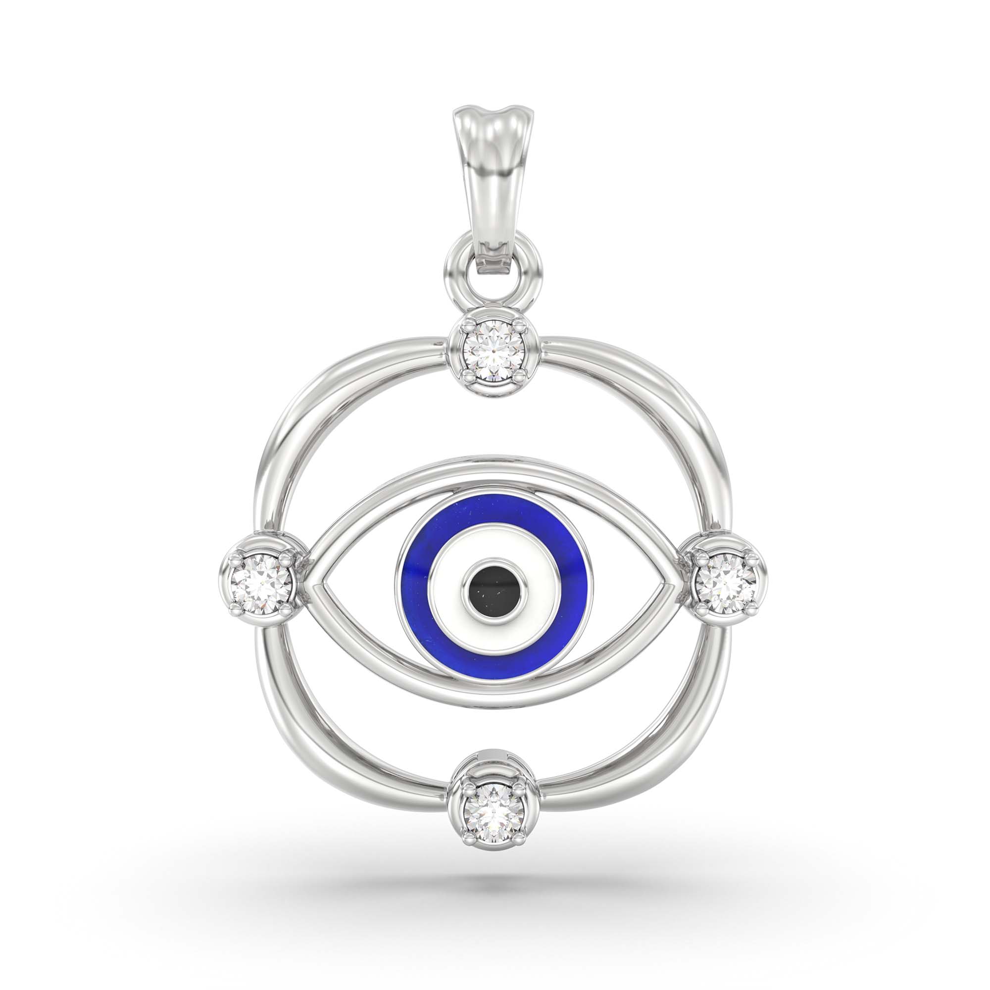 Evil Eye Pendant with Lab-Grown Diamonds in 18K White Gold – 0.11 Ct, 2 g (Design K1-9) thumbnail