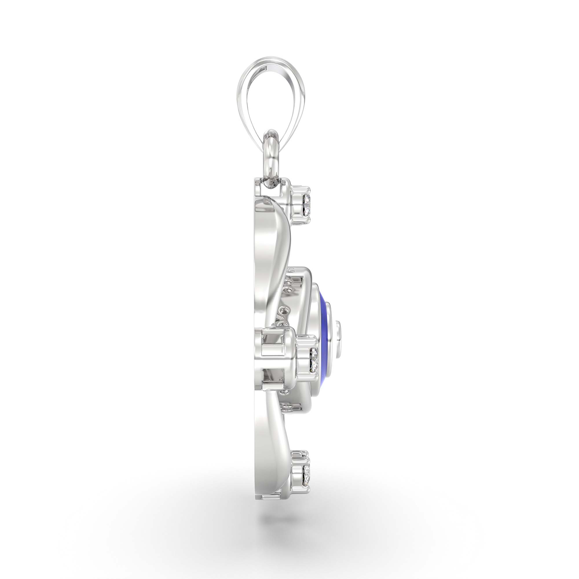 Evil Eye Pendant with Lab-Grown Diamonds in 18K White Gold – 0.11 Ct, 2 g (Design K1-9) thumbnail