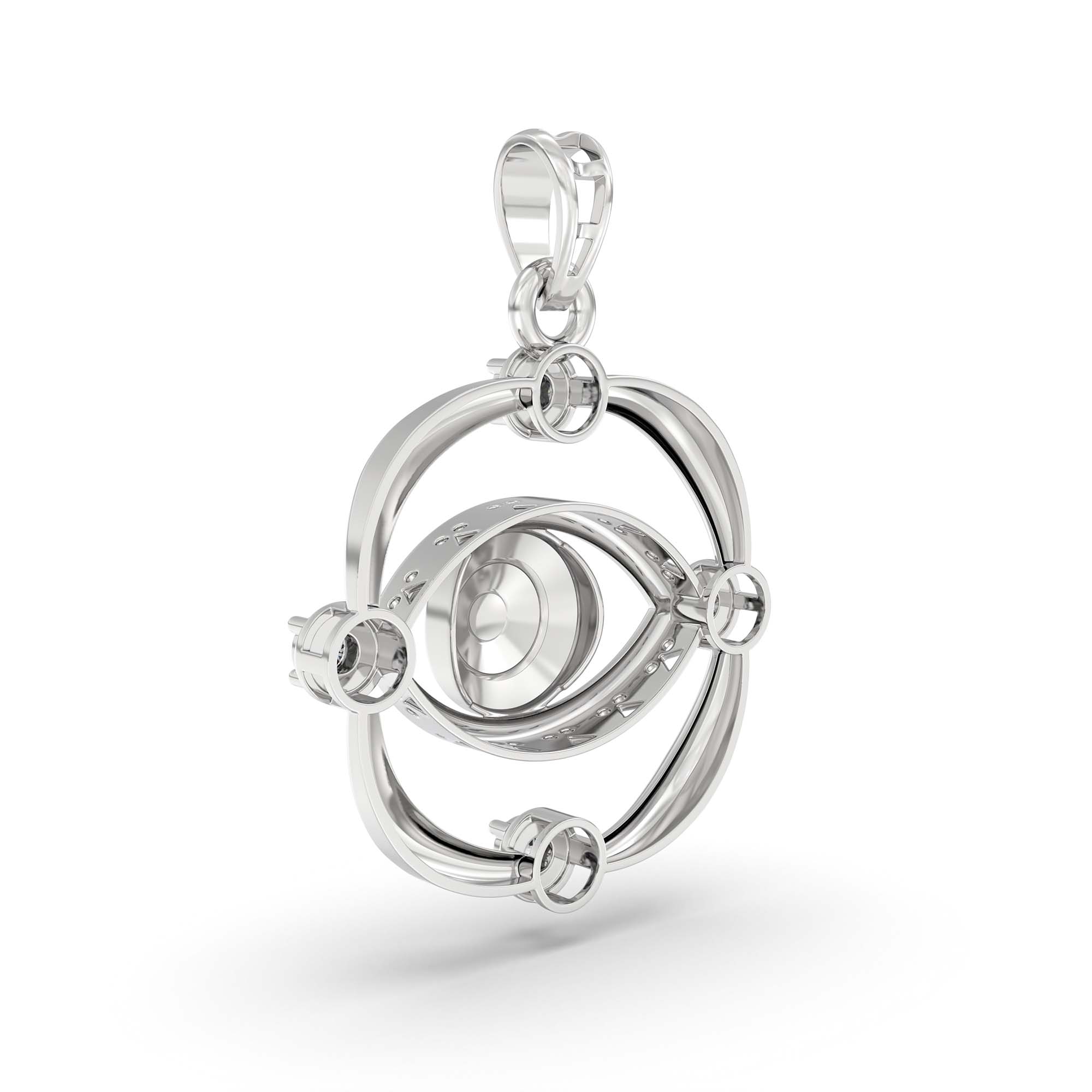 Evil Eye Pendant with Lab-Grown Diamonds in 18K White Gold – 0.11 Ct, 2 g (Design K1-9) thumbnail