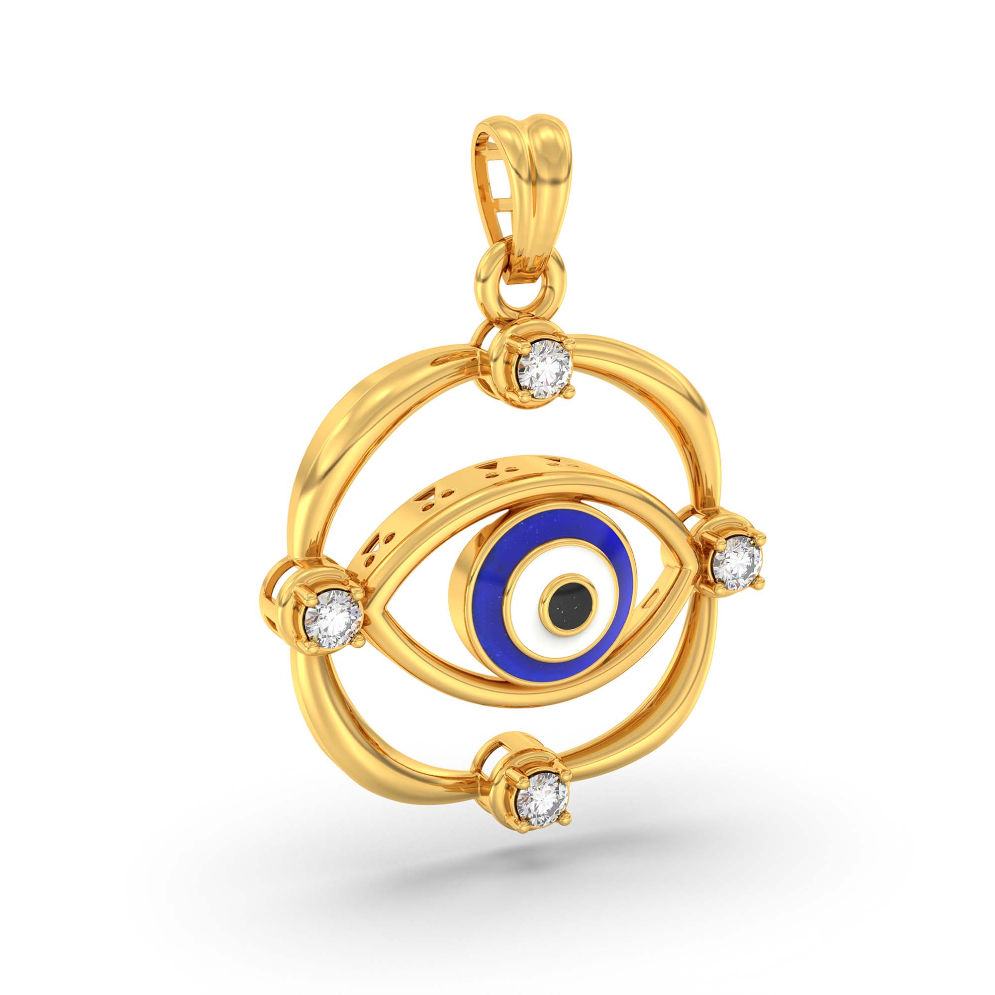 Evil Eye Pendant with Lab-Grown Diamonds in 22K Yellow Gold – 0.11 Ct, 2 g (Design K1-9) thumbnail