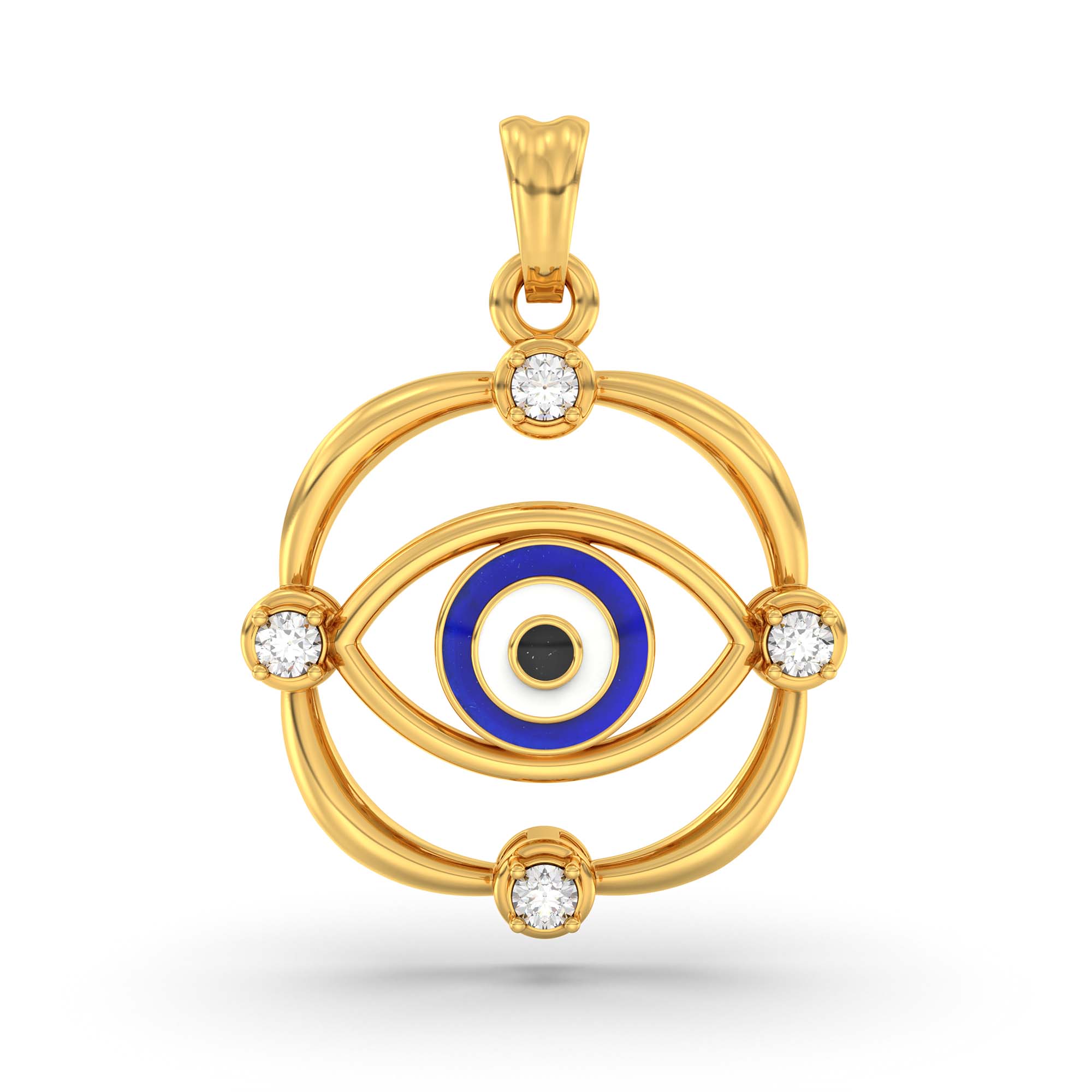 Evil Eye Pendant with Lab-Grown Diamonds in 22K Yellow Gold – 0.11 Ct, 2 g (Design K1-9) thumbnail