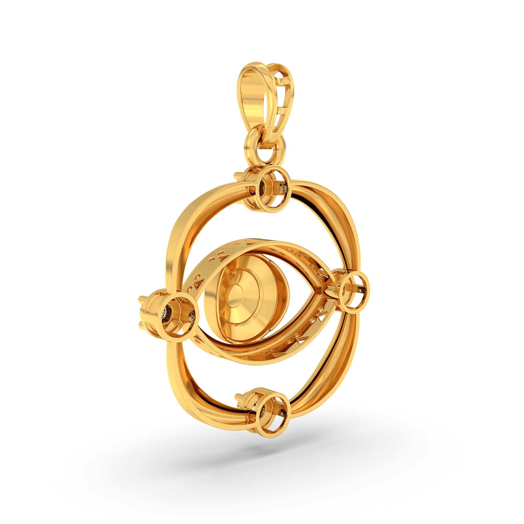 Evil Eye Pendant with Lab-Grown Diamonds in 22K Yellow Gold – 0.11 Ct, 2 g (Design K1-9) thumbnail