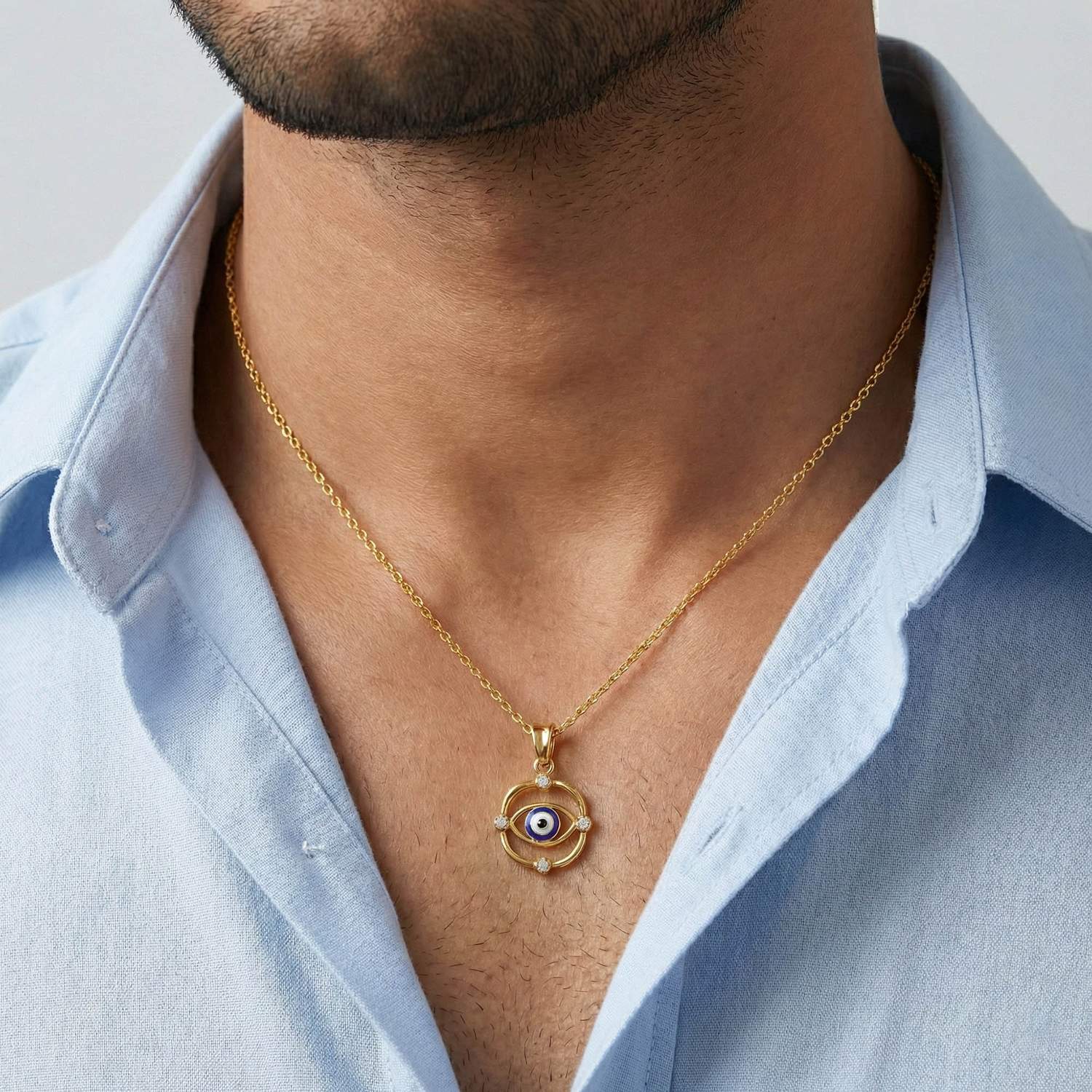 Evil Eye Pendant with Lab-Grown Diamonds in 22K Yellow Gold – 0.11 Ct, 2 g (Design K1-9) thumbnail