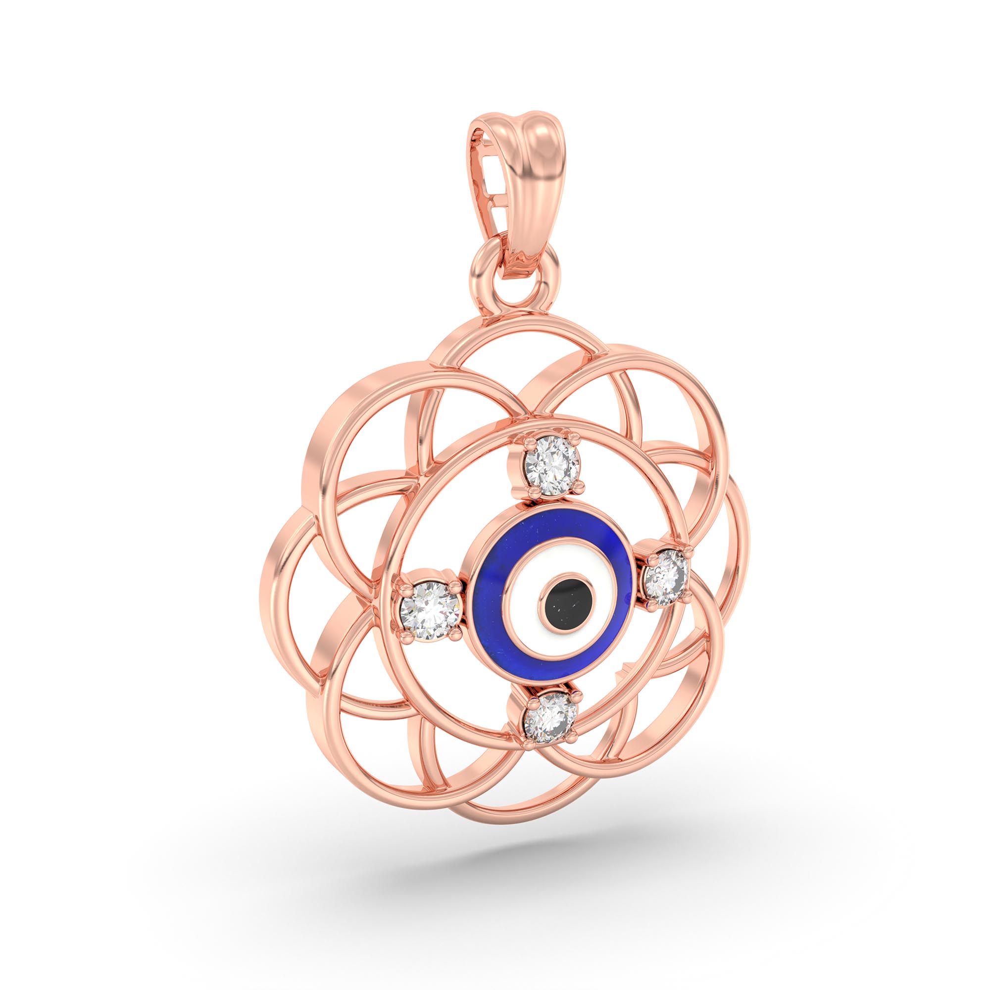 Evil Eye Pendant with Lab-Grown Diamonds in 18K Rose Gold – 0.11 Ct, 2 g (Design K1-11) thumbnail