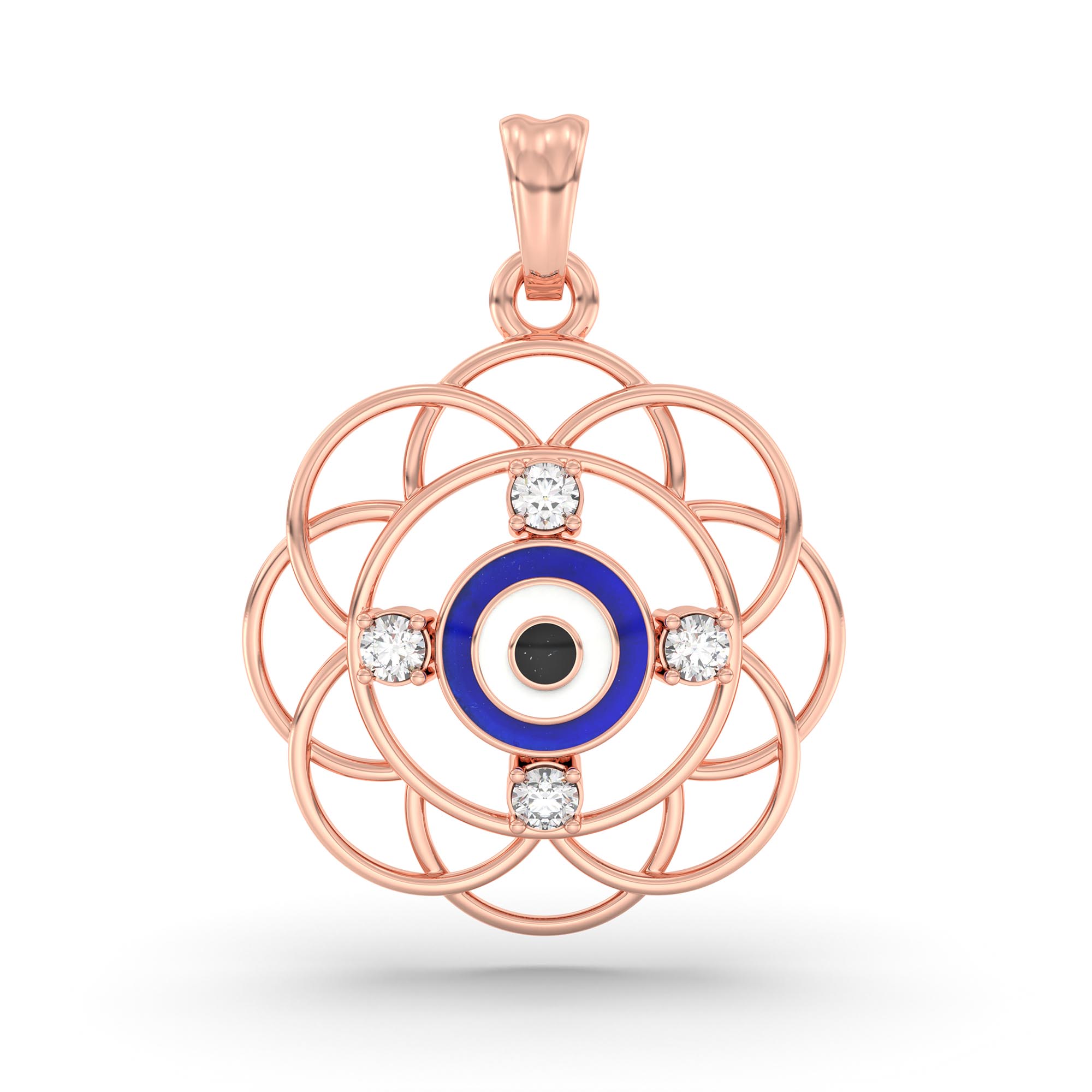Evil Eye Pendant with Lab-Grown Diamonds in 18K Rose Gold – 0.11 Ct, 2 g (Design K1-11) thumbnail