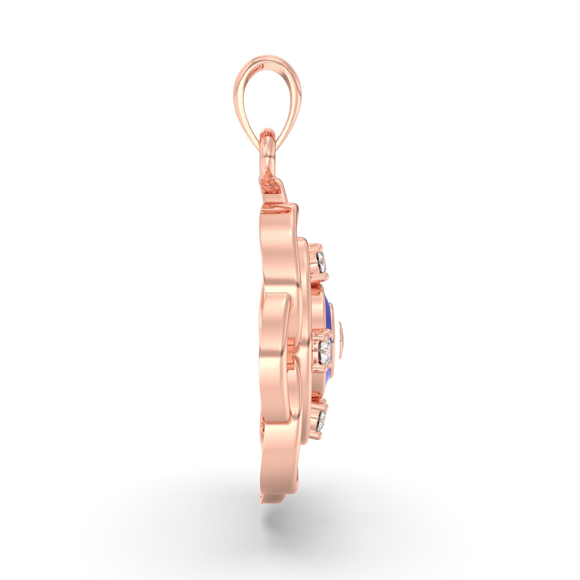 Evil Eye Pendant with Lab-Grown Diamonds in 18K Rose Gold – 0.11 Ct, 2 g (Design K1-11) thumbnail