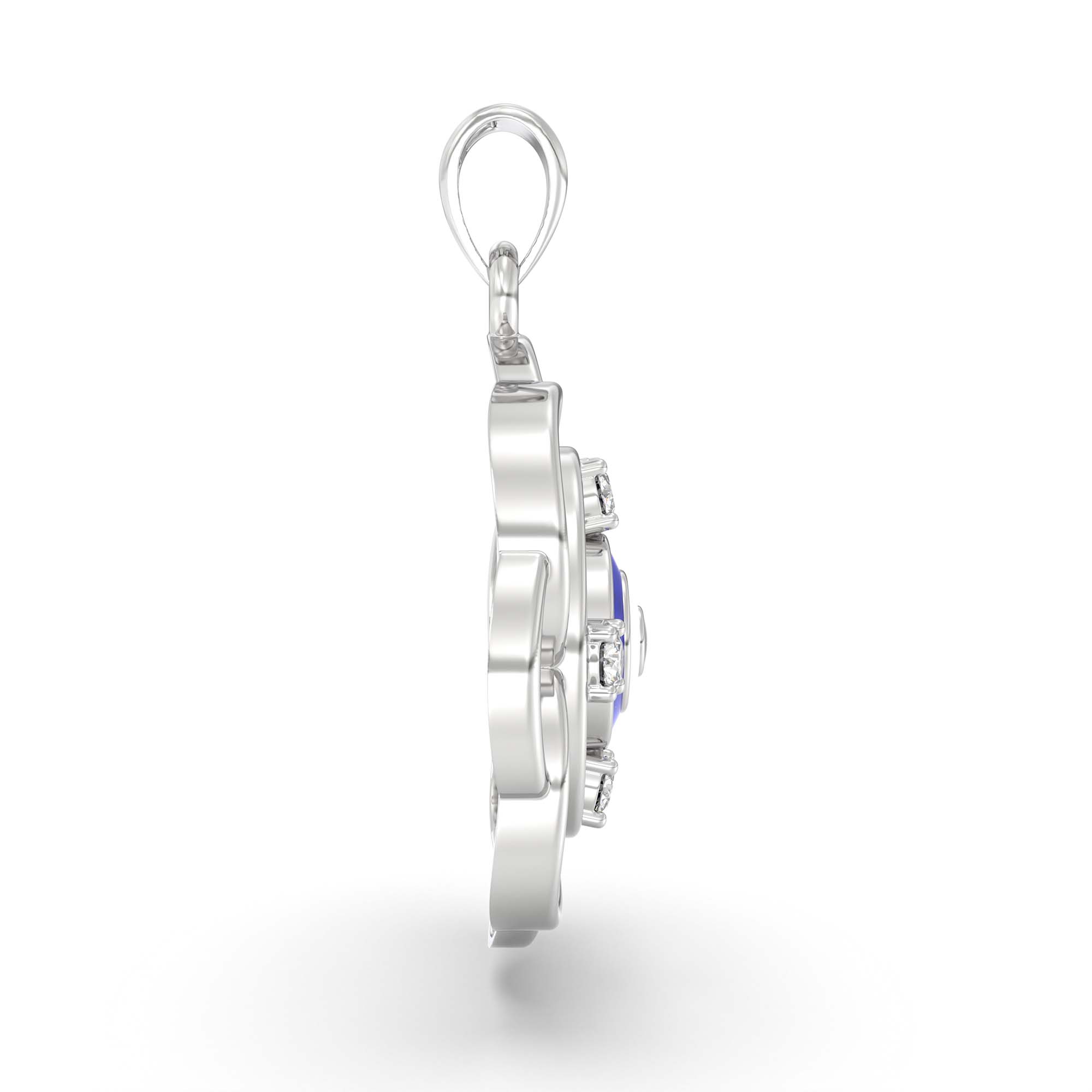 Evil Eye Pendant with Lab-Grown Diamonds in 18K White Gold – 0.11 Ct, 2 g (Design K1-11) thumbnail