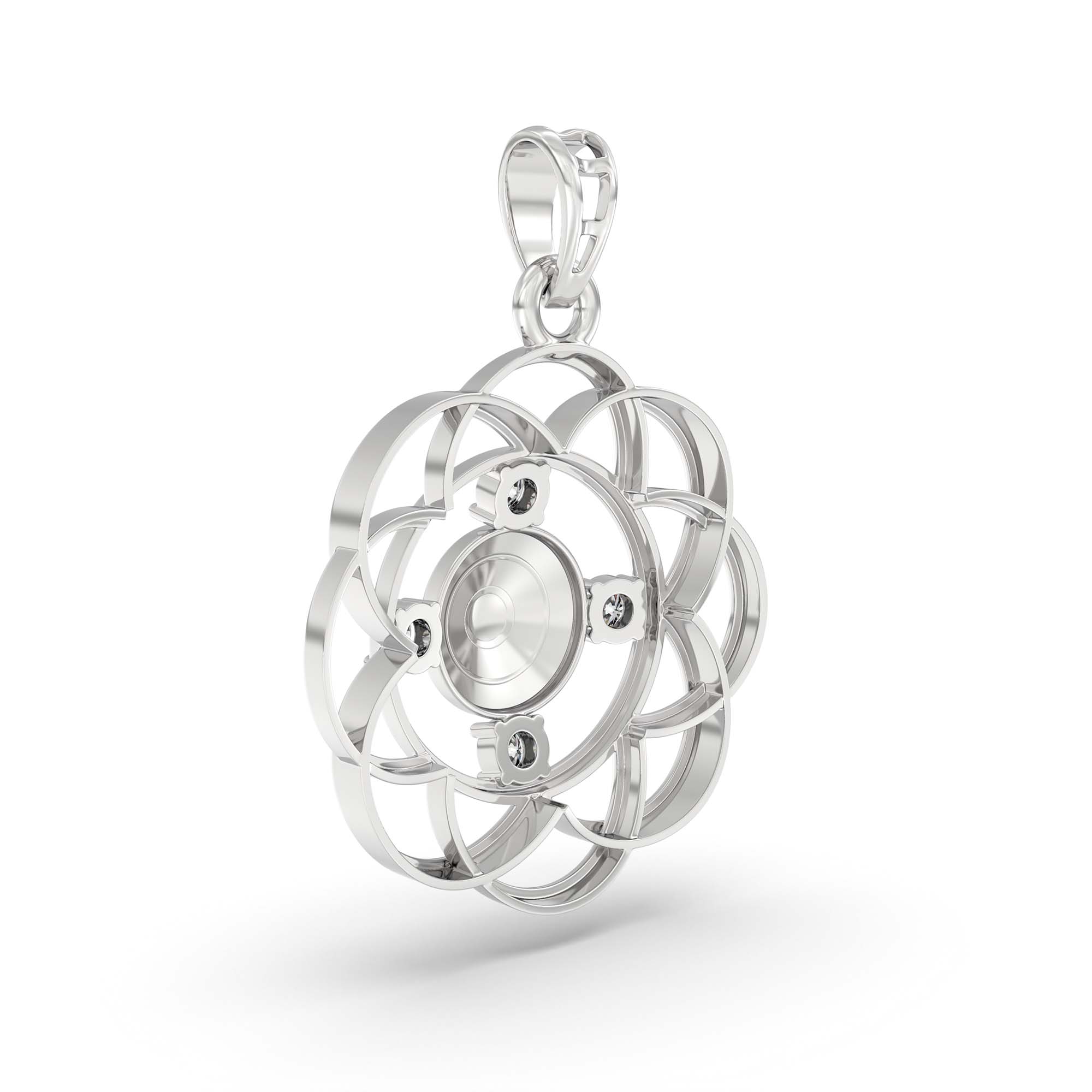 Evil Eye Pendant with Lab-Grown Diamonds in 18K White Gold – 0.11 Ct, 2 g (Design K1-11) thumbnail