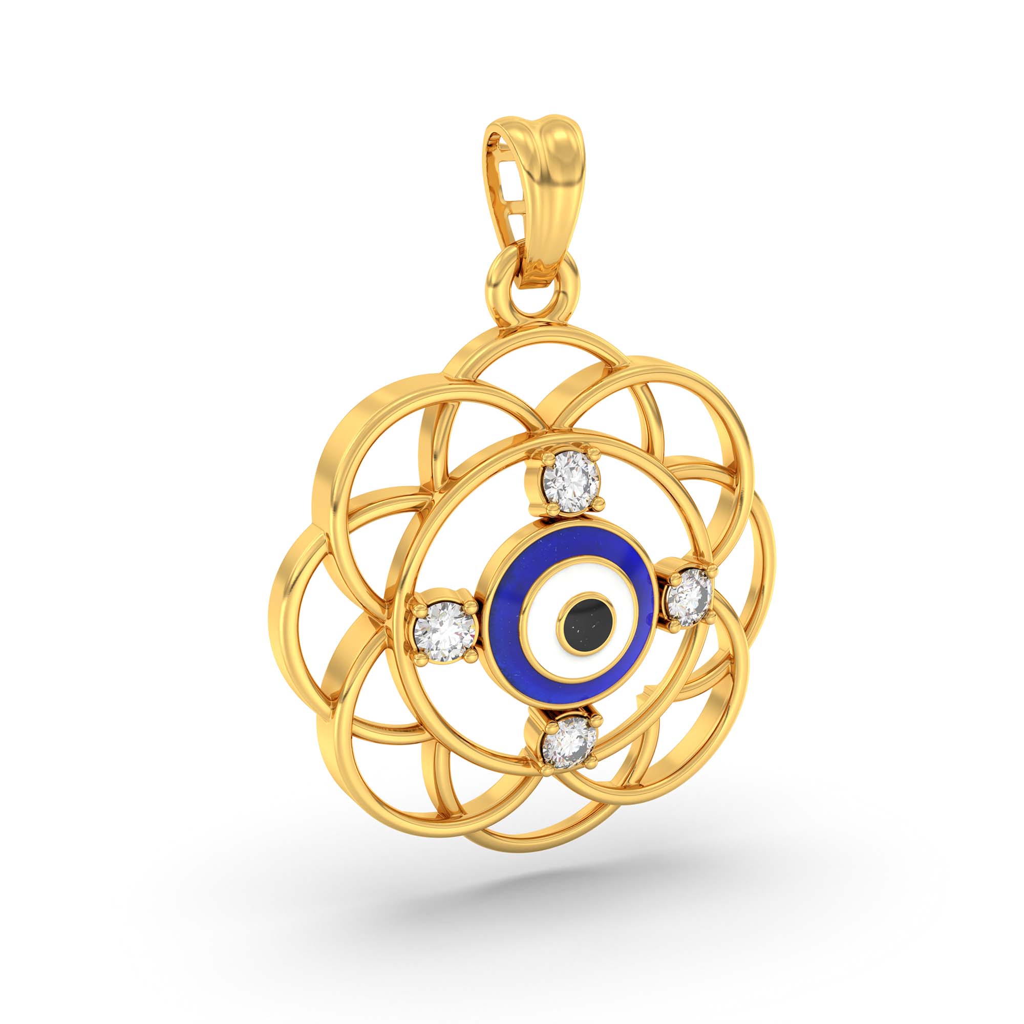 Evil Eye Pendant with Lab-Grown Diamonds in 22K Yellow Gold – 0.11 Ct, 2 g (Design K1-11) thumbnail