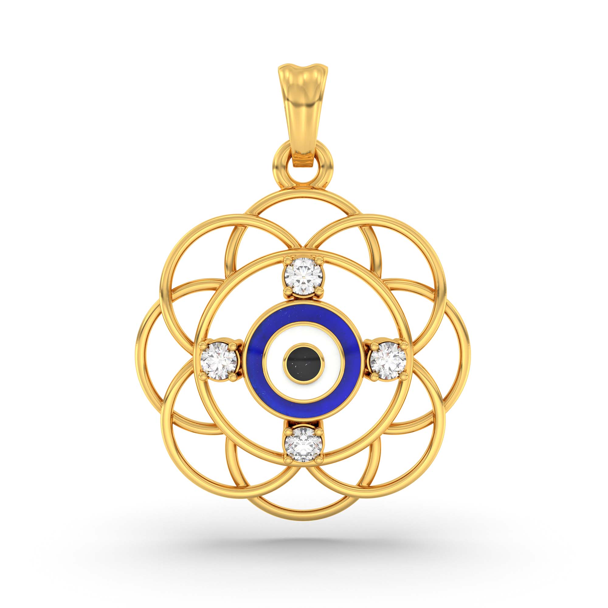 Evil Eye Pendant with Lab-Grown Diamonds in 22K Yellow Gold – 0.11 Ct, 2 g (Design K1-11) thumbnail