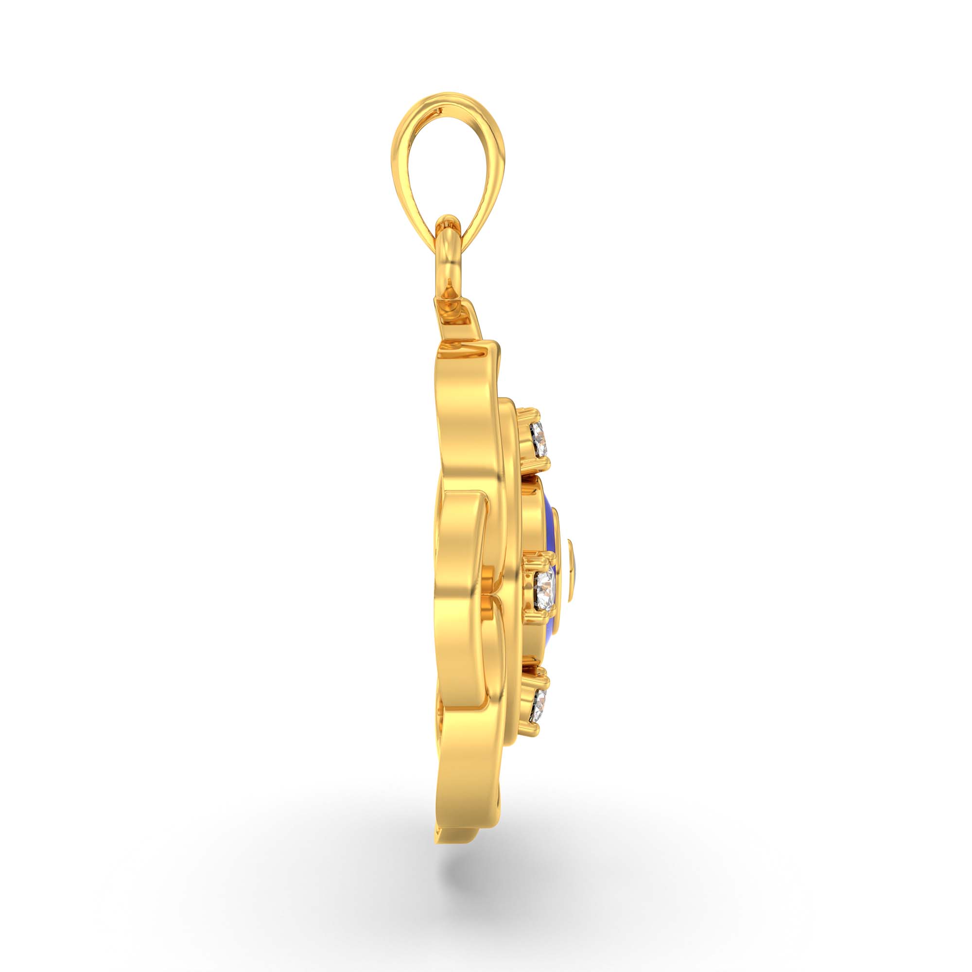 Evil Eye Pendant with Lab-Grown Diamonds in 22K Yellow Gold – 0.11 Ct, 2 g (Design K1-11) thumbnail